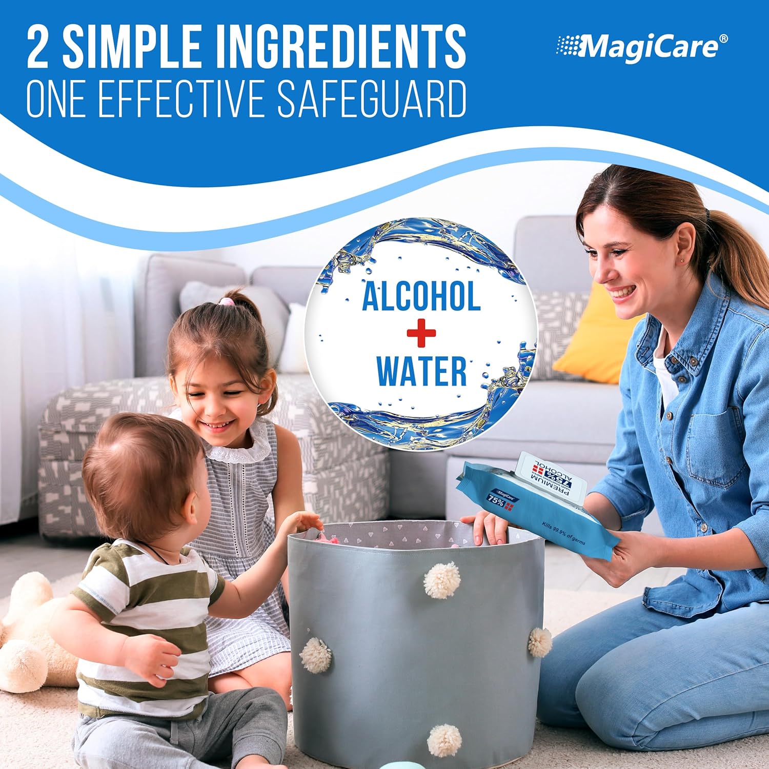 MagiCare 75% Large Alcohol Wipes (4-80ct Packs) - Alcohol Hand Sanitizing Wipes, Premium