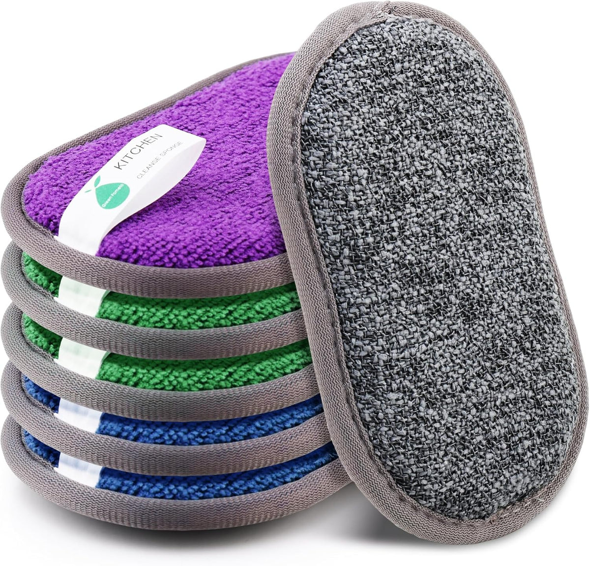 Multipurpose Sponges Kitchen,6 Pack Reusable Non-Scratch Scrub Sponge,Rough Scrubbers Side for Pots