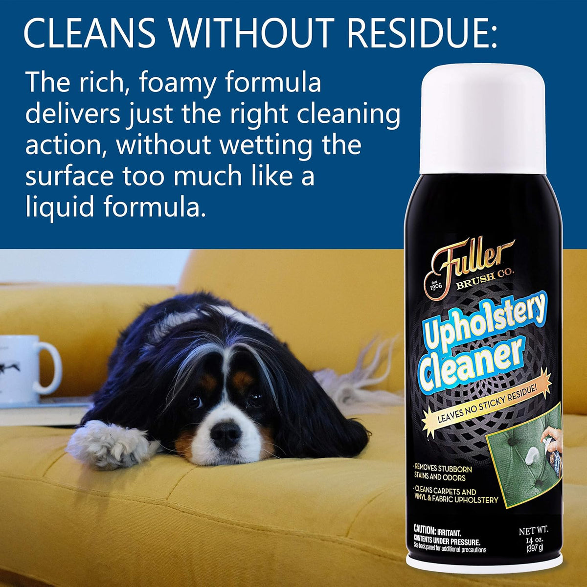 Fuller Brush Upholstery Cleaner - Multi Surface Solution - Rich Foaming Formula Penetrates and