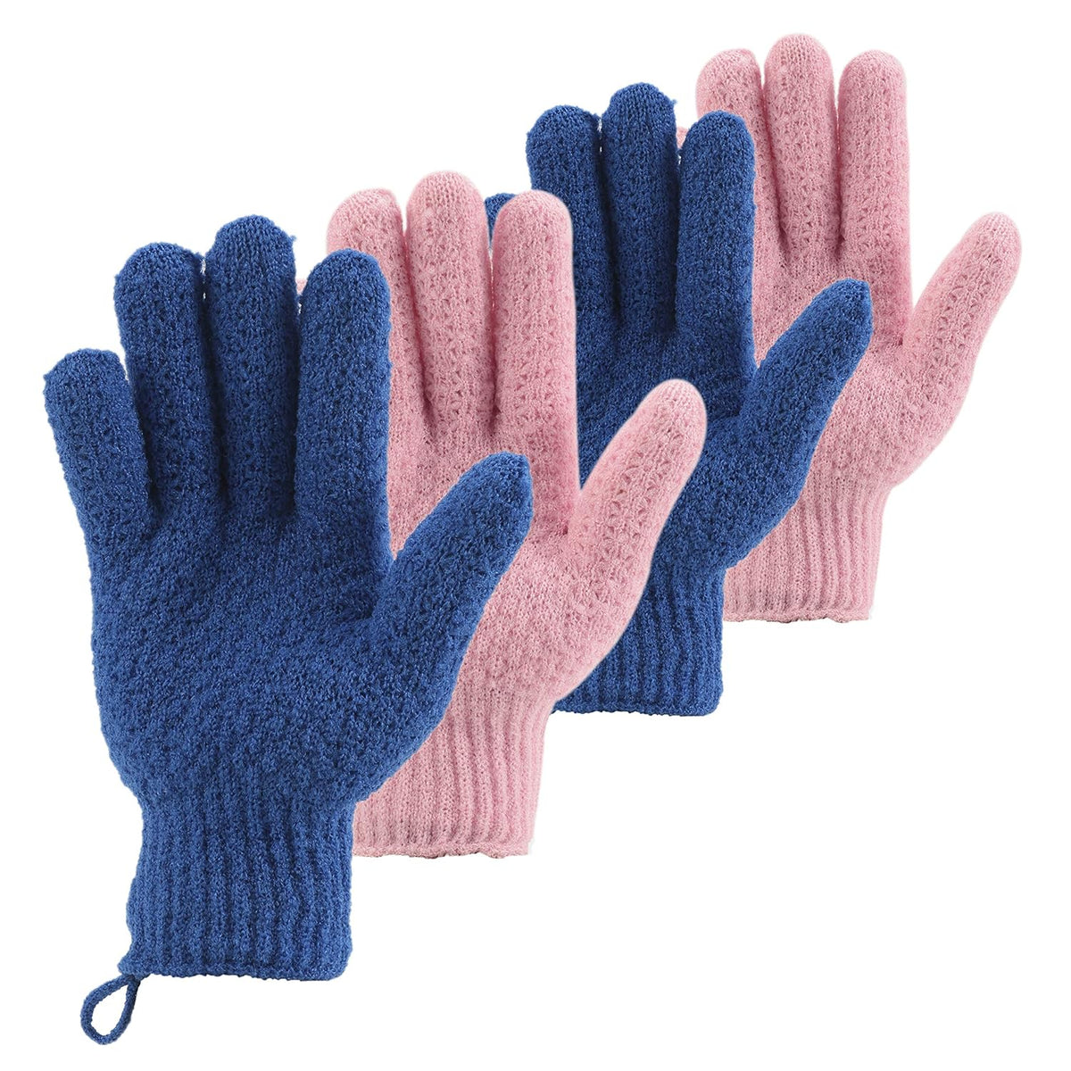 Bath Exfoliating Gloves Scrub - 4 pcs (2 Pair) Lengthened and Large Exfoliating Scrubbing Gloves