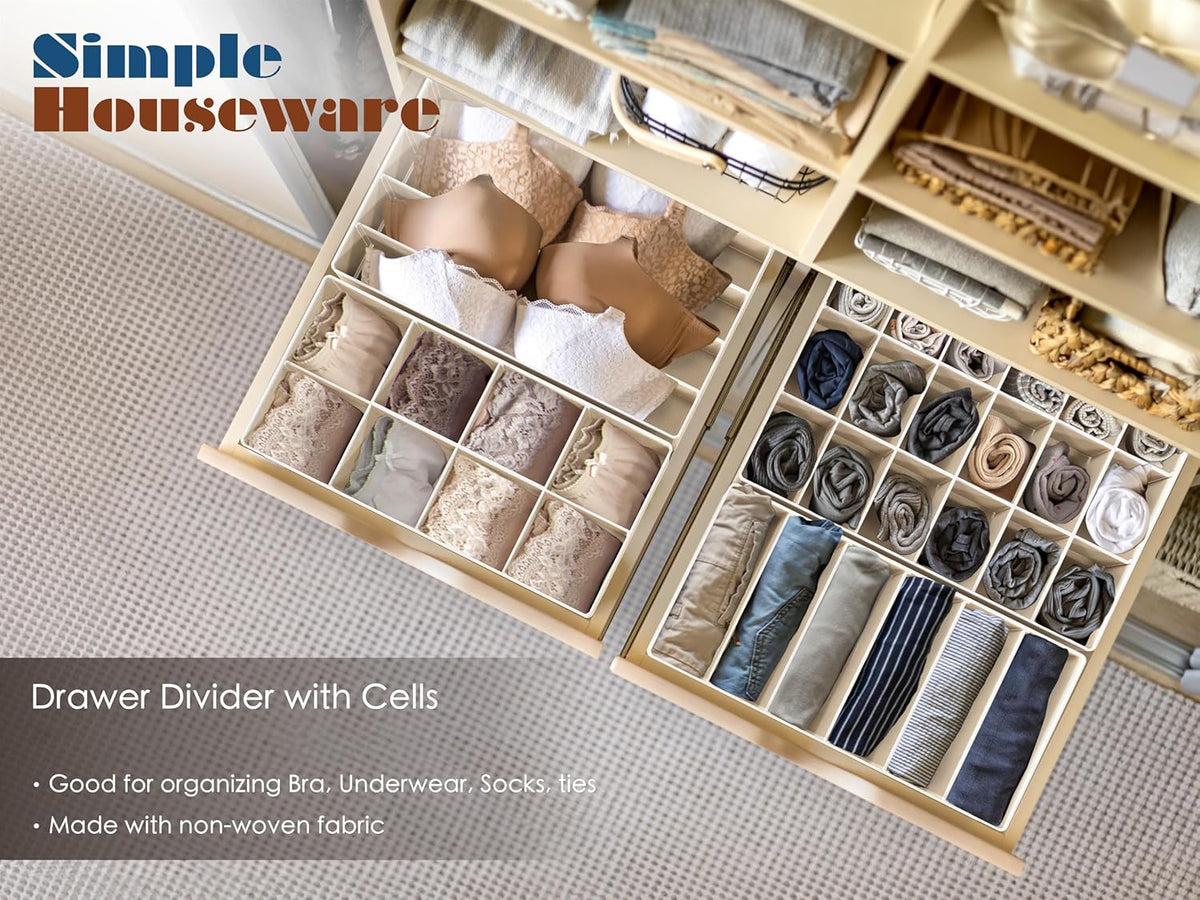 Simple Houseware 4-Pack Drawer Organizer Set - Closet Dividers for Underwear, Socks, Bras, Scarves