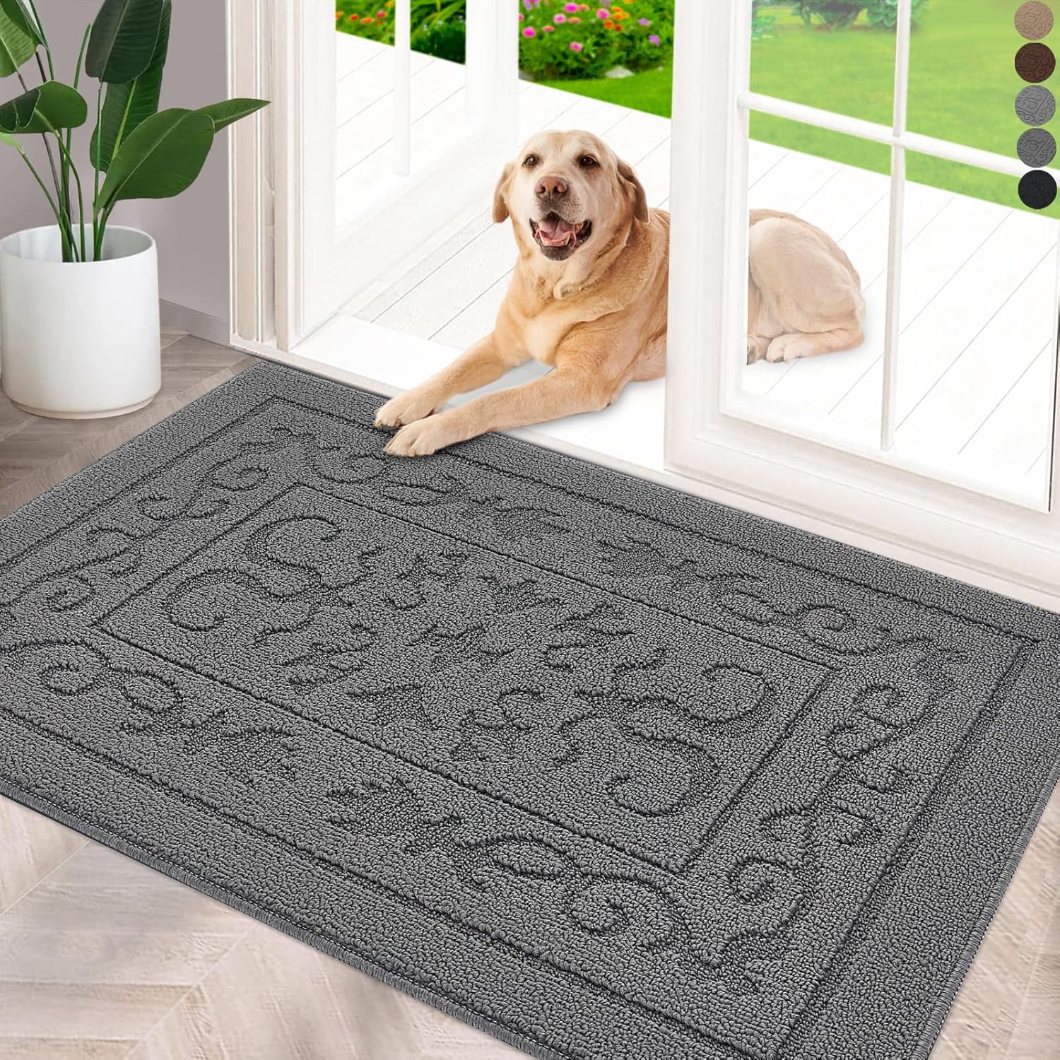FONEYI Indoor Door Mat 32" x 48", Dirt Trapper Door Mats Non-Slip Entryway Rugs Washable, Absorbent