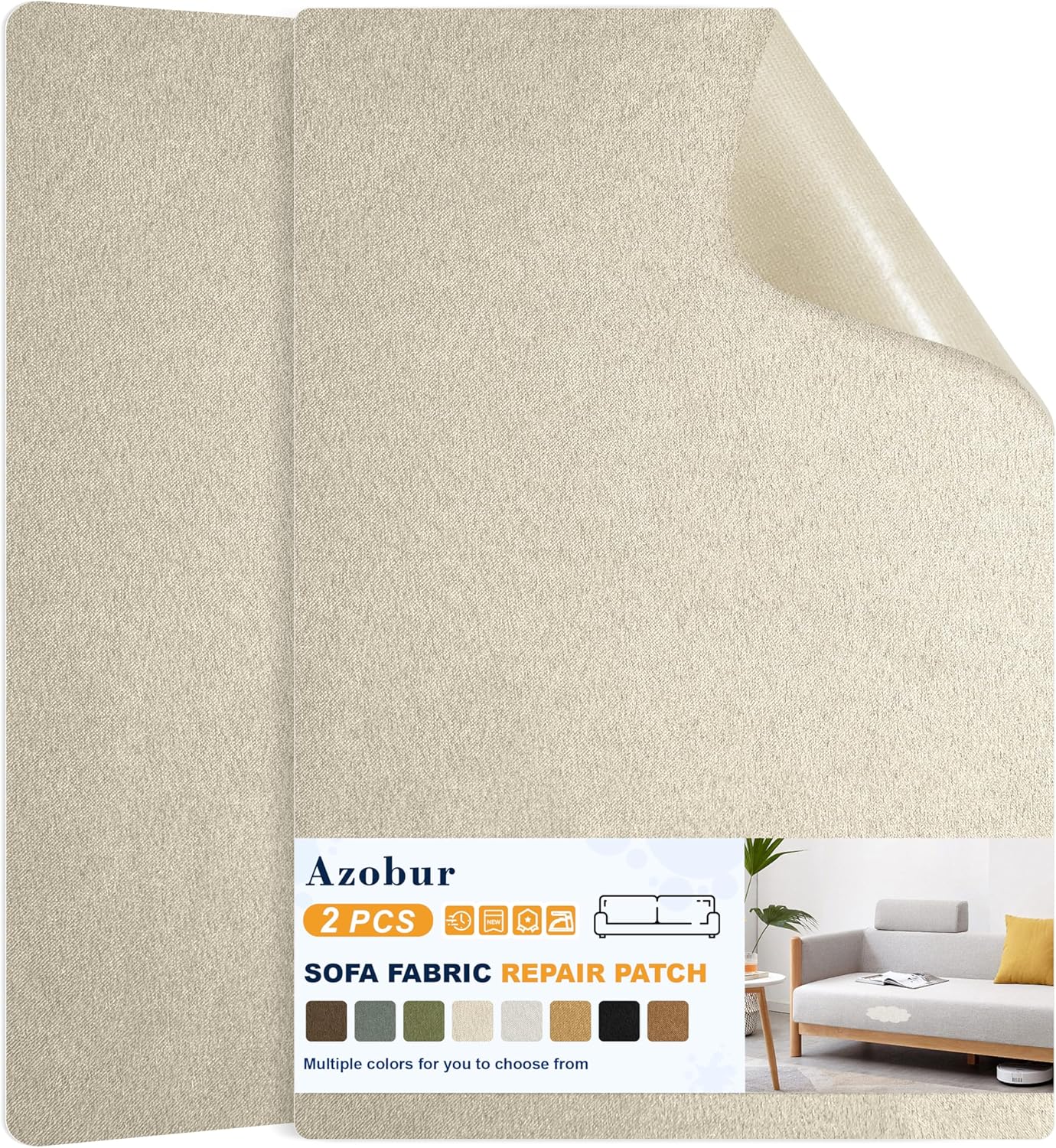 Azobur Couch Patch Repair Fabric,Microfiber Fabric, Self-Adhesive, for Sofa Repair and Upholstery