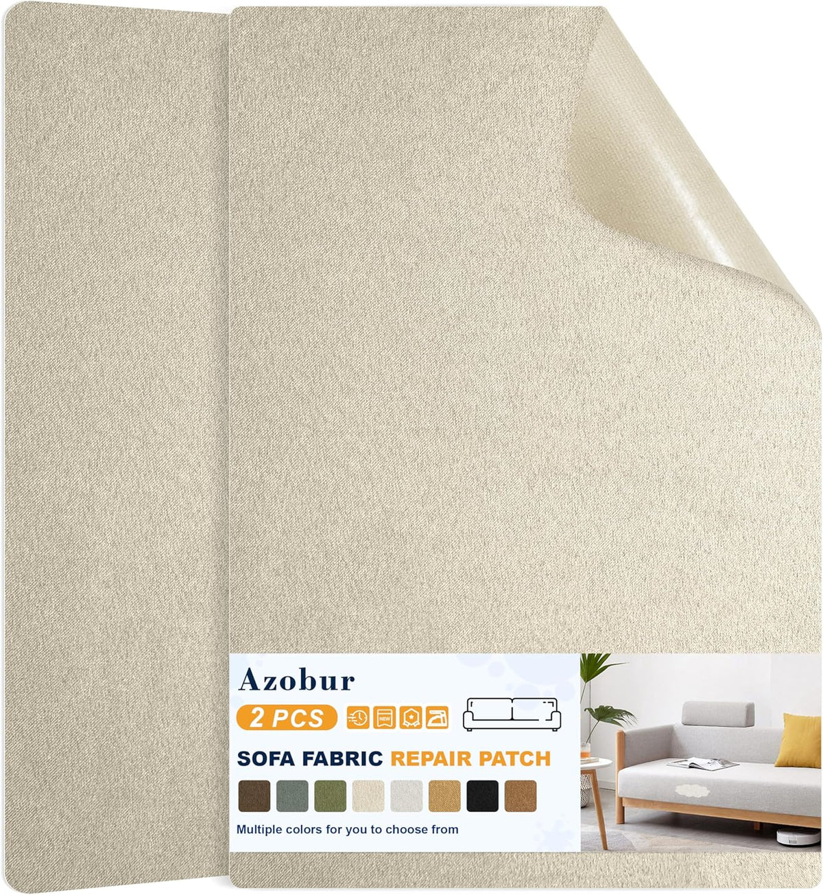 Azobur Couch Patch Repair Fabric,Microfiber Fabric, Self-Adhesive, for Sofa Repair and Upholstery
