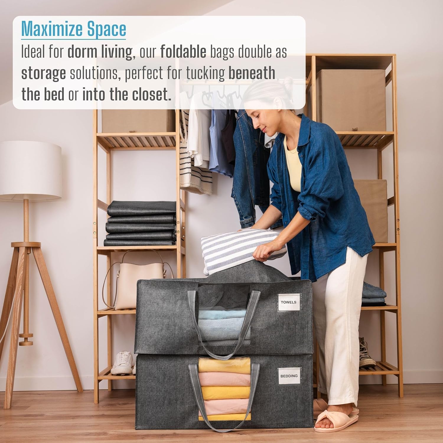 VENO 4 Pack Moving Bags Extra Large Storage Bags for College Move-In, Heavy-Duty Storage Totes