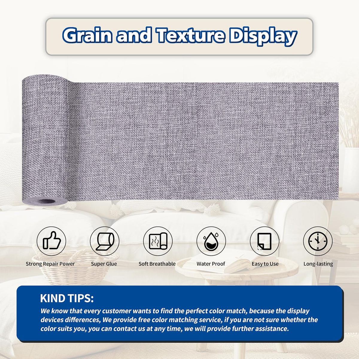 KING MOUNTAIN Linen Repair Patches, Self-Adhesive Linen Fabric Patches, 4 X 63 inch Extra Size