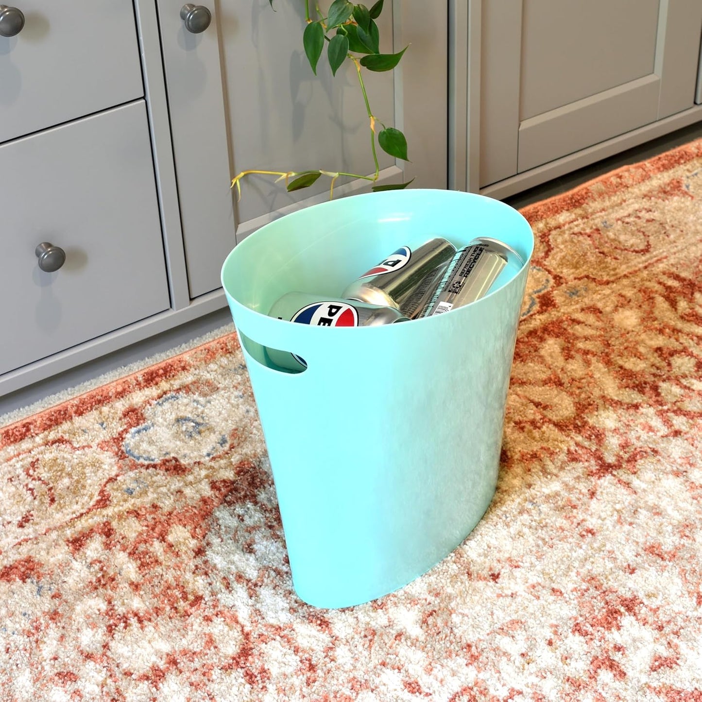 Youngever 2 Gallon Slim Trash Can, Plastic Garbage Container Bin, Small Trash Bin with Handles for
