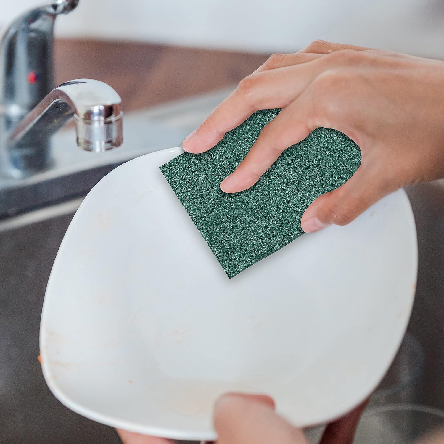 100 Pack Green Scouring Pads 3x4 Inch – Heavy Duty, Non Scratch Scrub Pads Bulk for Kitchen