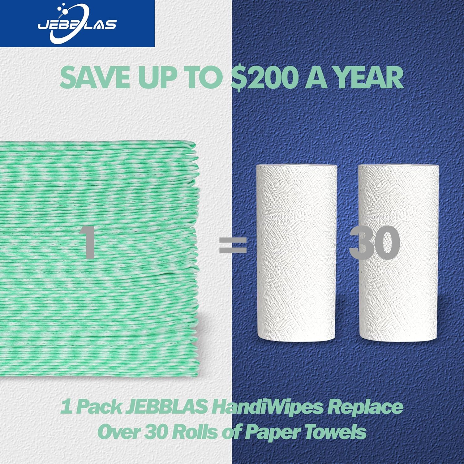 JEBBLAS 100Pack Reusable Cleaning Cloths 11.8‘’x11.8‘’ Handi Wipes Reusable Cloths Dry Cleaning