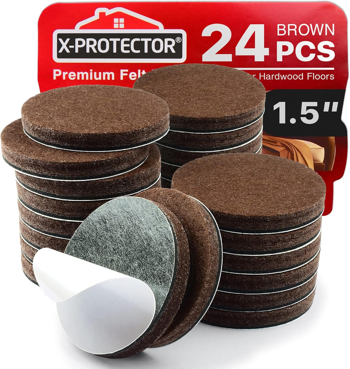 24 Heavy-Duty Felt Furniture Pads 1.5” 1/4” Thick X-Protector! Round Felt Pads for Furniture Feet