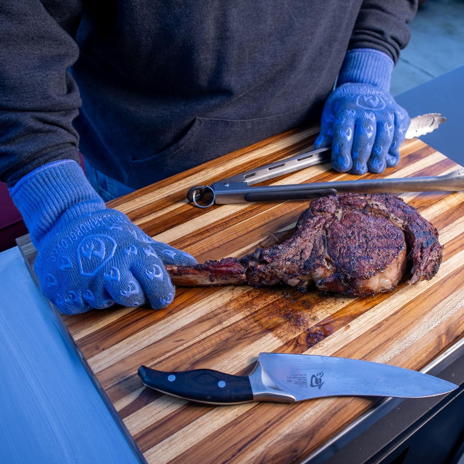 Grill Armor Oven Gloves 932°F Extreme Heat & Cut Resistant Oven Mitts with Fingers for BBQ