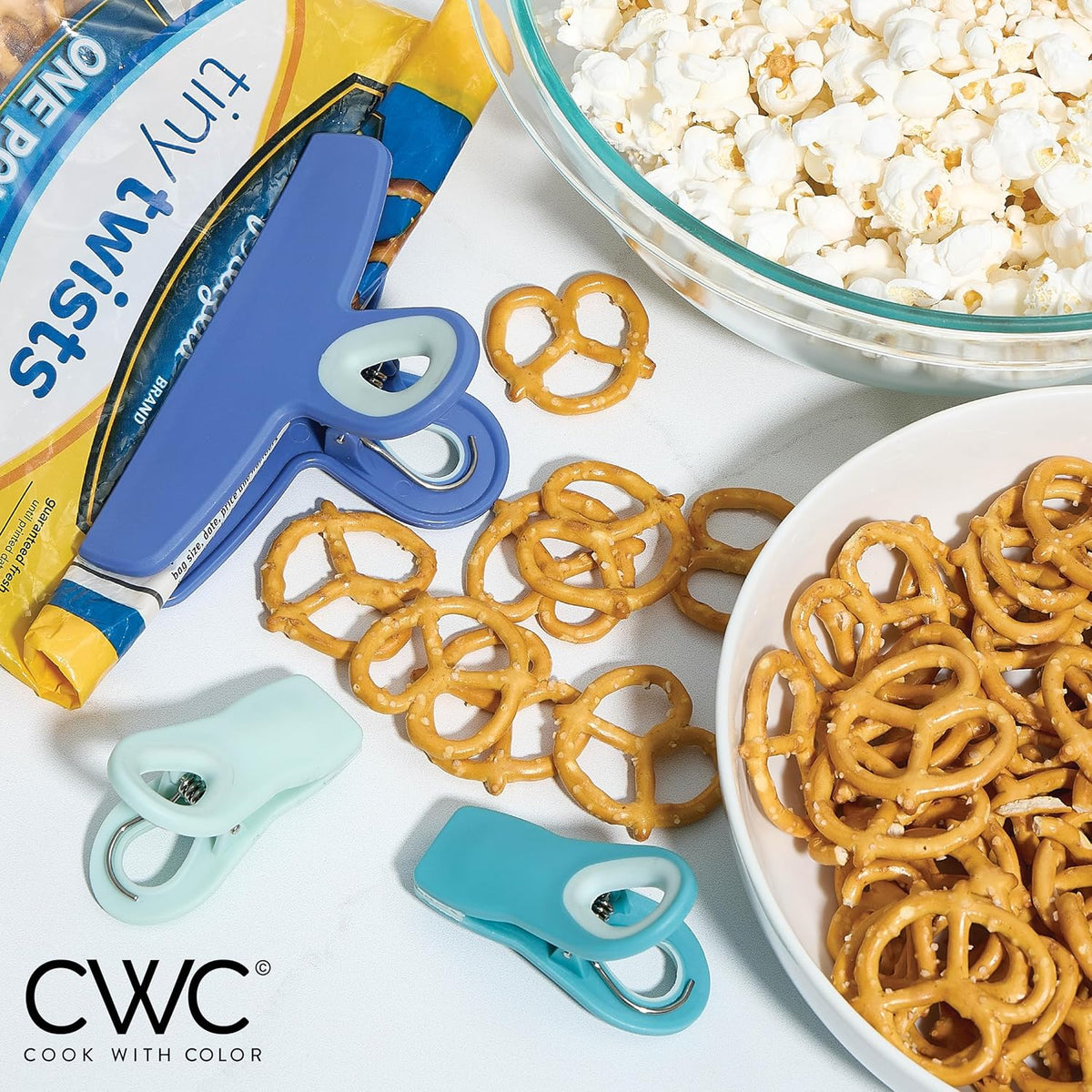 COOK WITH COLOR Bag Clips - Heavy Duty Chip Clip and Refrigerator Magnet Clips for Food Storage