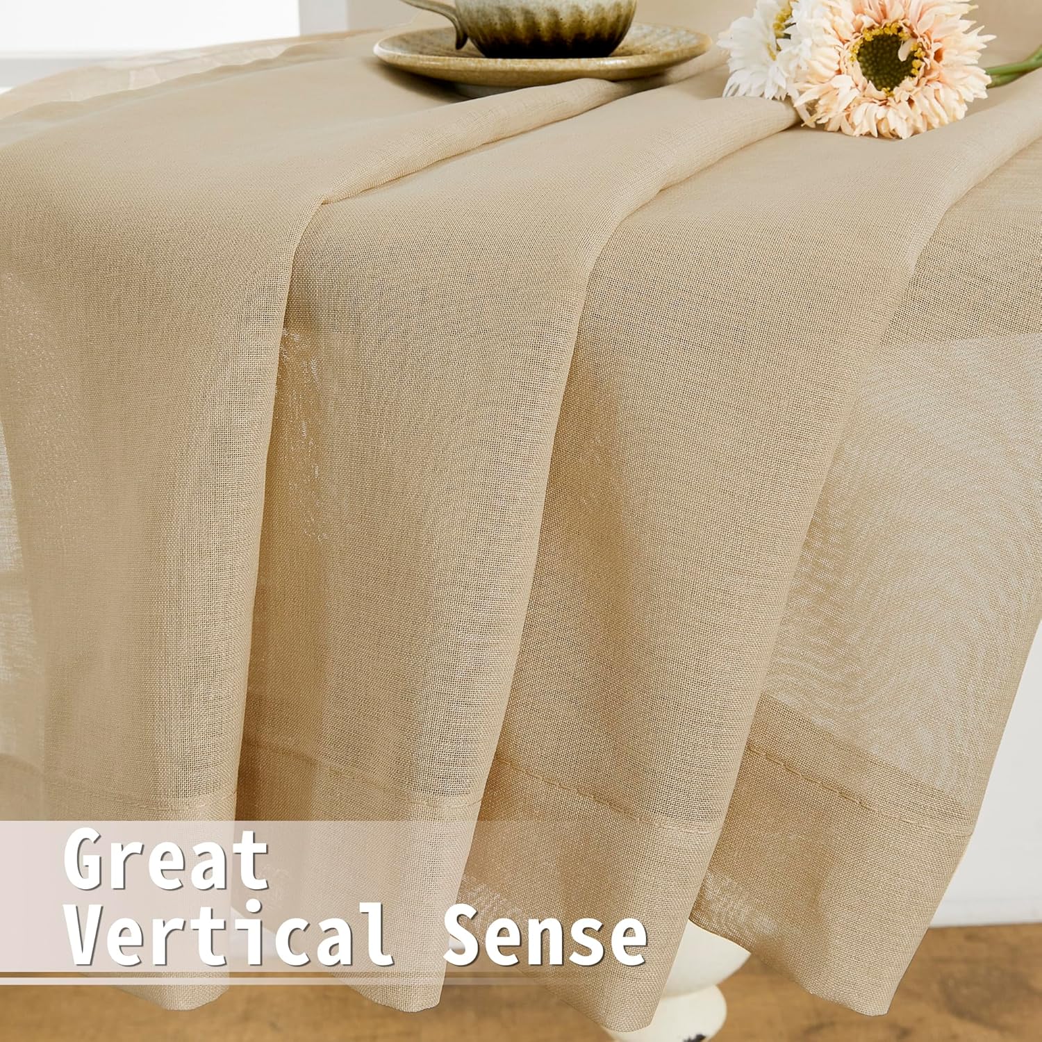 Tollpiz Small Sheer Curtain Linen Textured Curtain Sheers Doorway Light Filtering Voile French Door