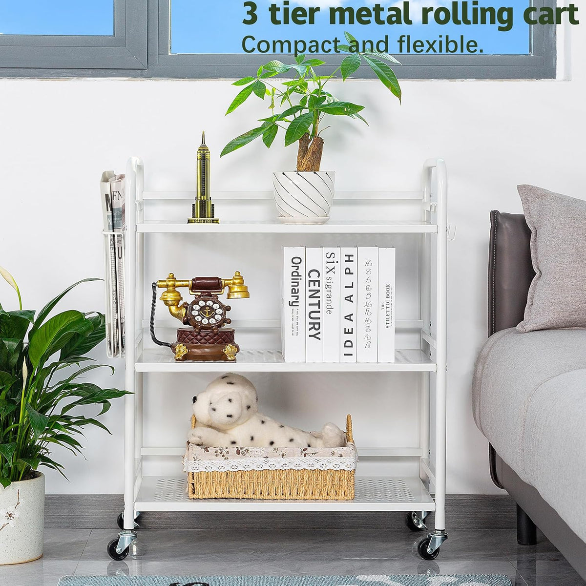 HDANI 3 Tier Metal Mesh Utility Cart,Large Capacity Multipurpose Heavy Vehicle,Rolling Trolley with