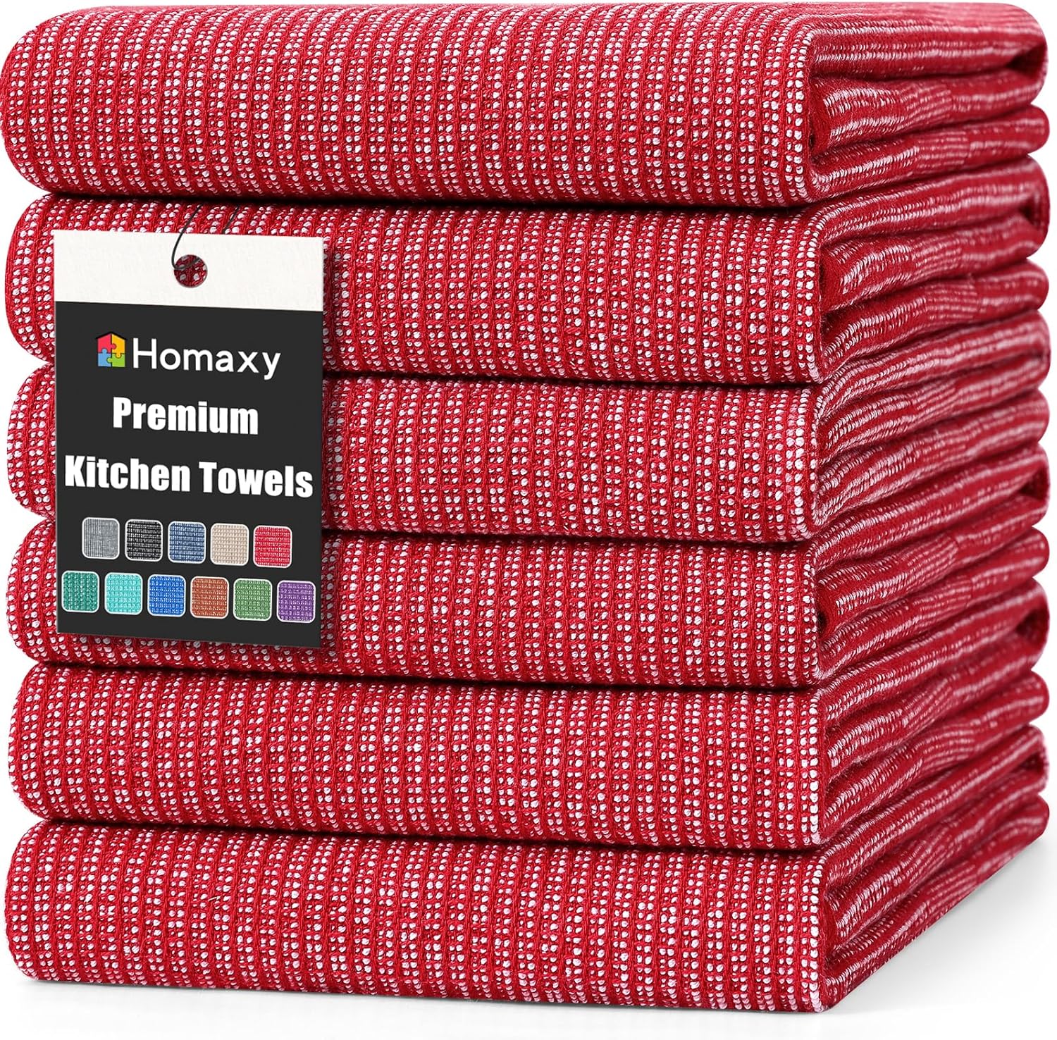 Homaxy Premium Kitchen Towels(18”x 28”, 6 Pack), Large Cotton Kitchen Hand Towels, Flat and Terry