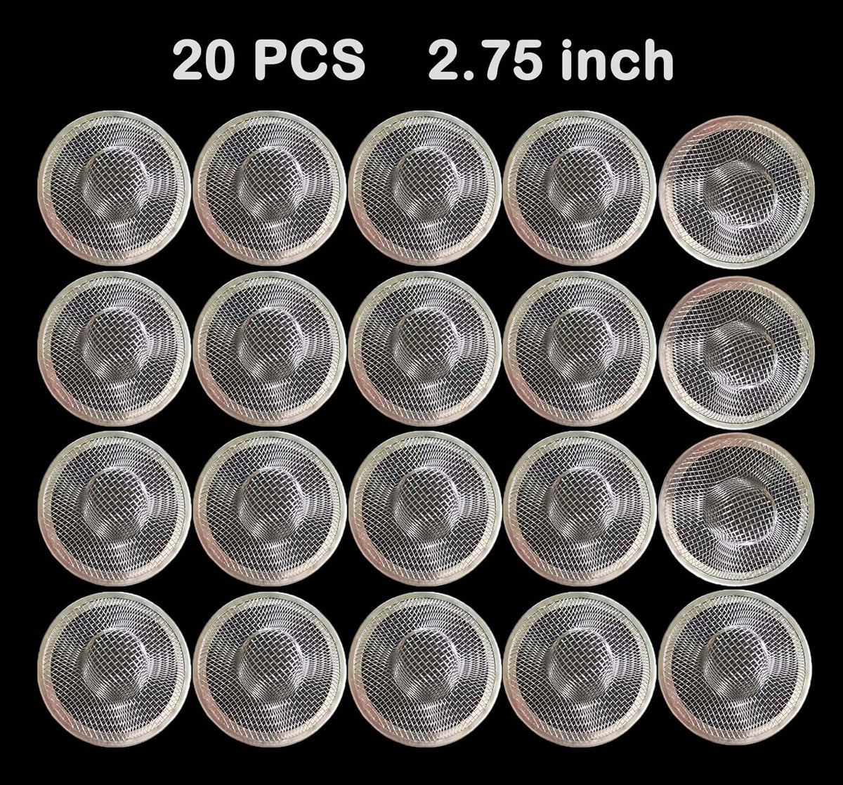20Pcs Bathroom Sink Drain Strainer Screen Mesh, 2.75'' Stainless Steel Slop Basket Filter Trap Sink