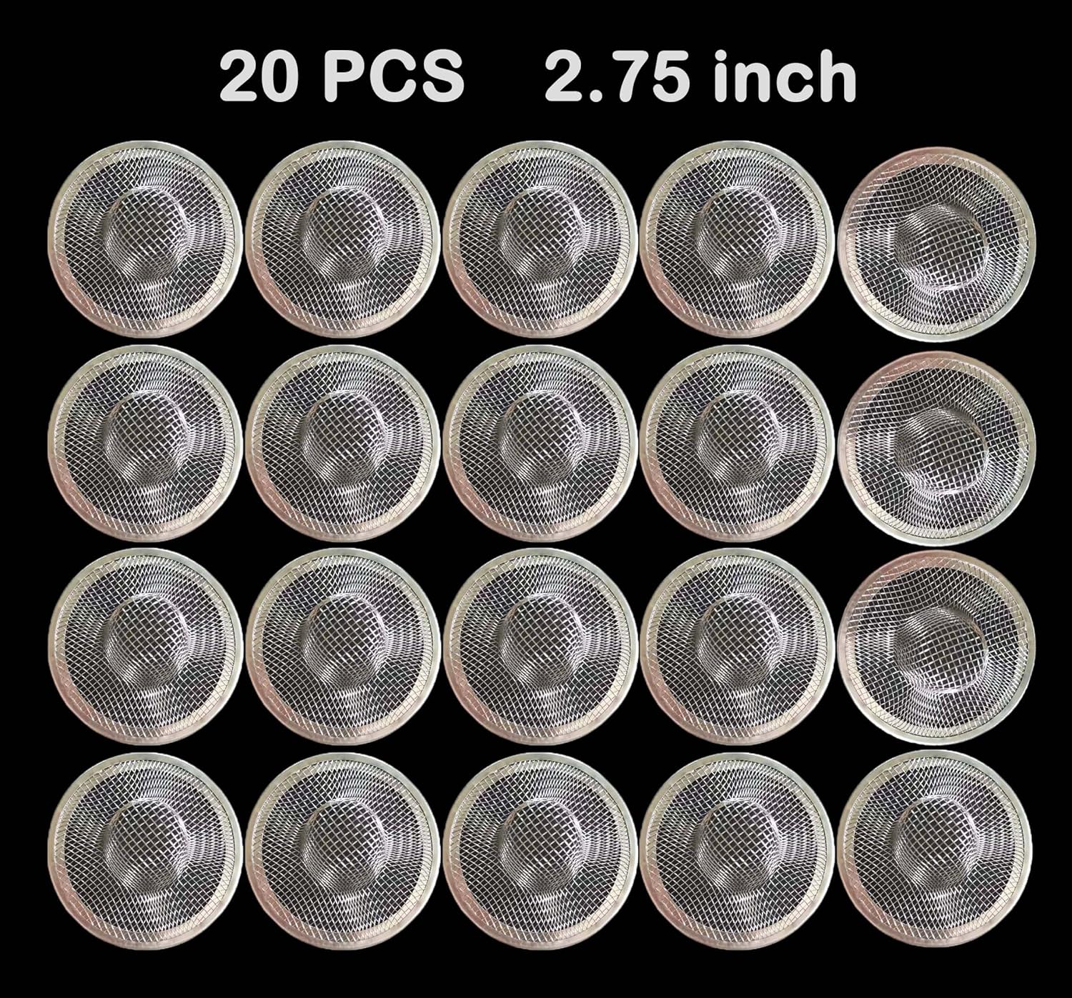 20Pcs Bathroom Sink Drain Strainer Screen Mesh, 2.75'' Stainless Steel Slop Basket Filter Trap Sink
