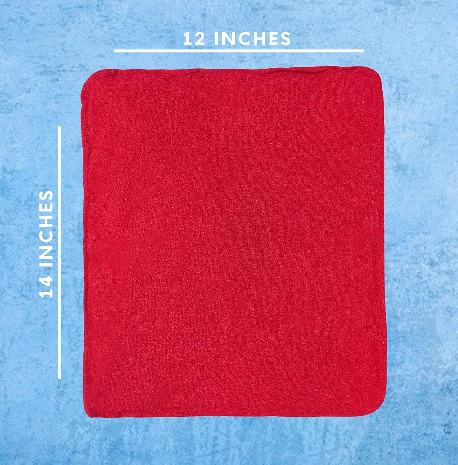 Cotton Shop Towels - Pack of 25 Cleaning Rags 12'' x 14'' - Super Soft and Absorbent Shop Rags for