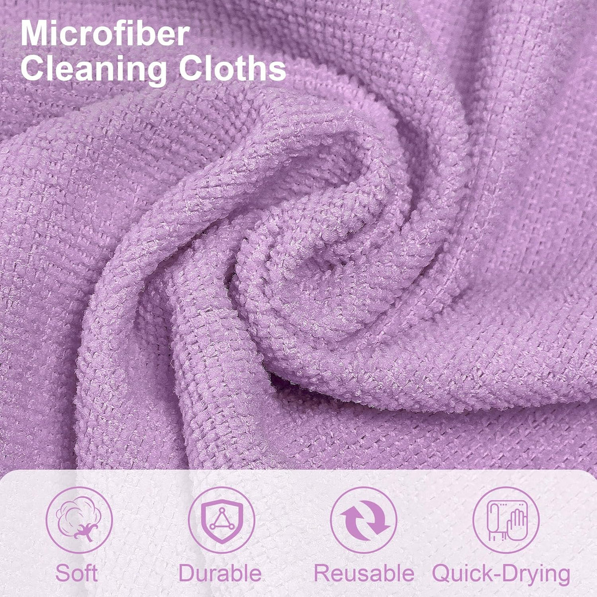 LIVOS Microfiber Cleaning Cloth Roll - 80 Pack, Reusable Paper Towels Purple Tear Away Towels