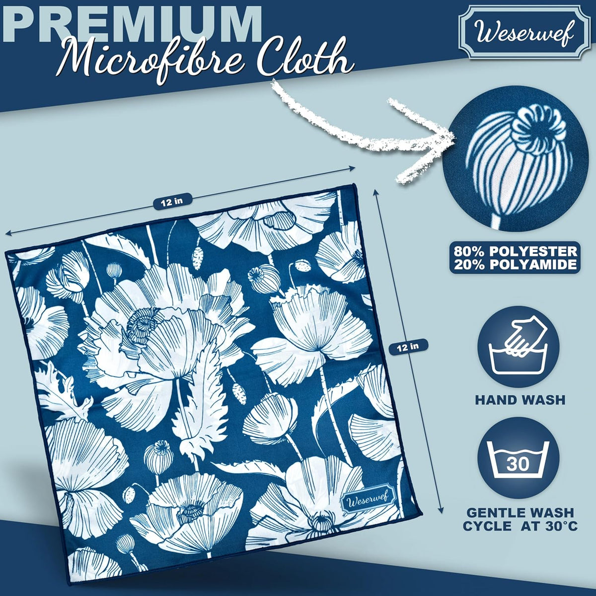 WESERWEF Design Microfiber Glasses Cleaning Cloth – Premium Cleaning Cloth for Eyeglasses, Screens