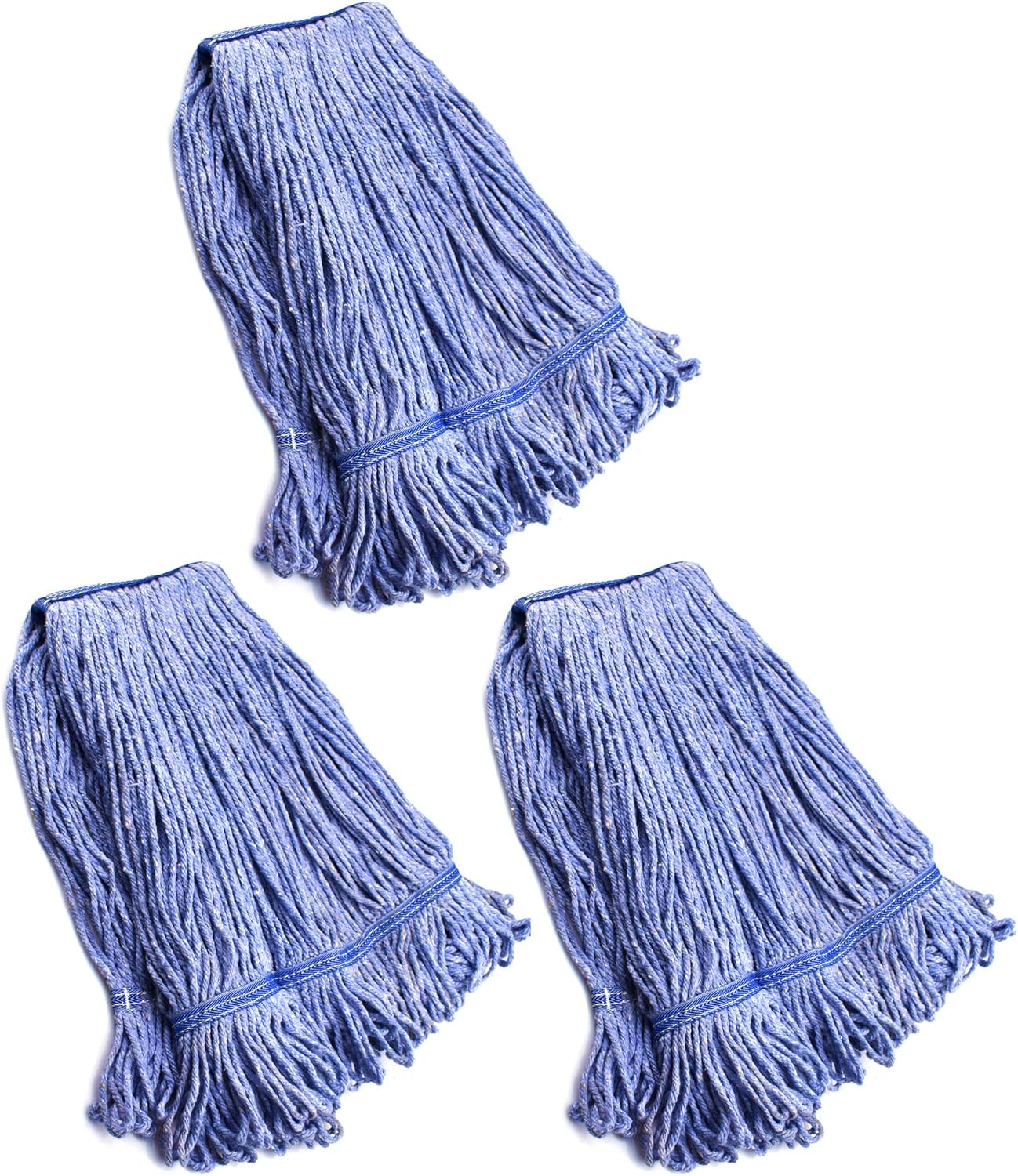 String Mop Heads Replacement Heavy Duty Commercial Grade Blue Cotton Looped End Wet Industrial