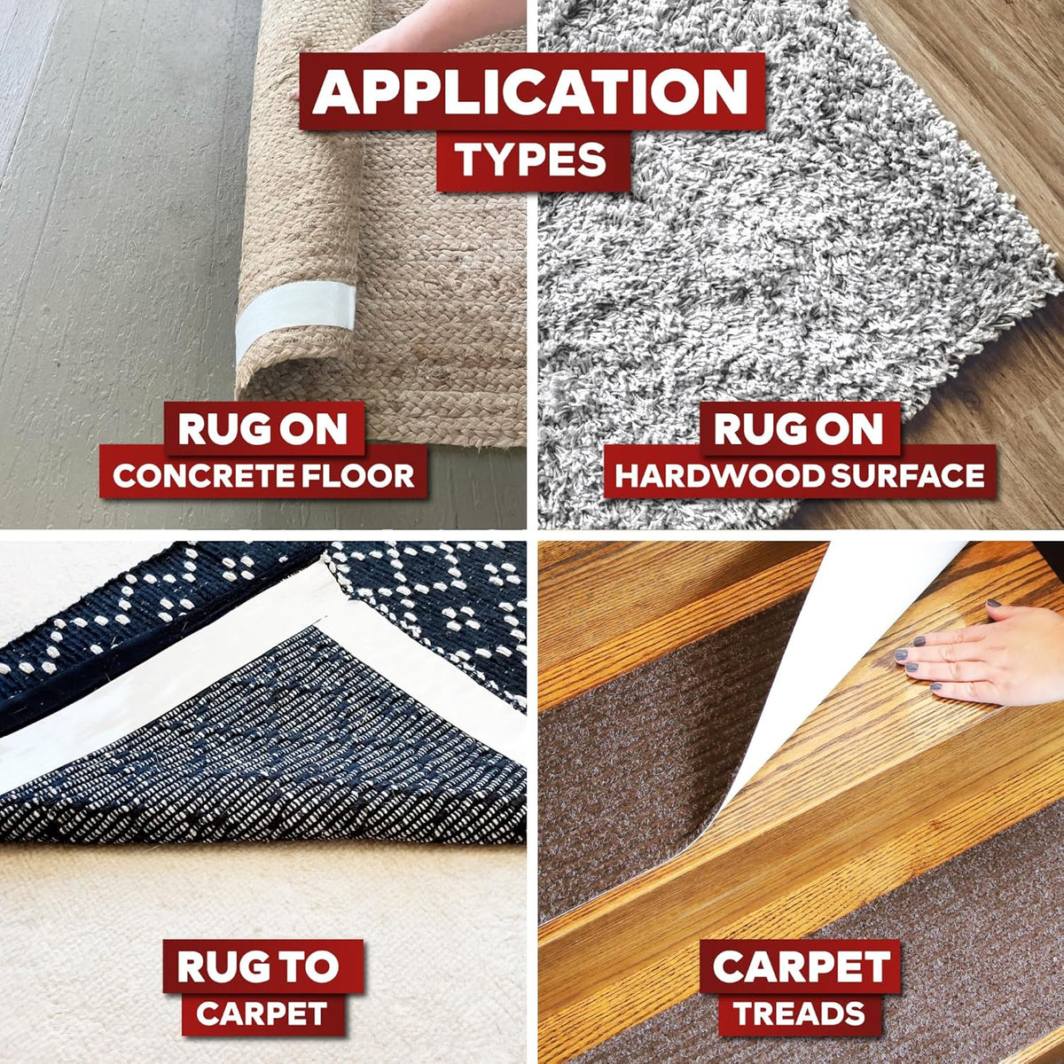 XFasten Double Sided Carpet Tape for Area Rugs, 4 Inch x 30 Yards – Heavy Duty Anti Slip Rug Grip
