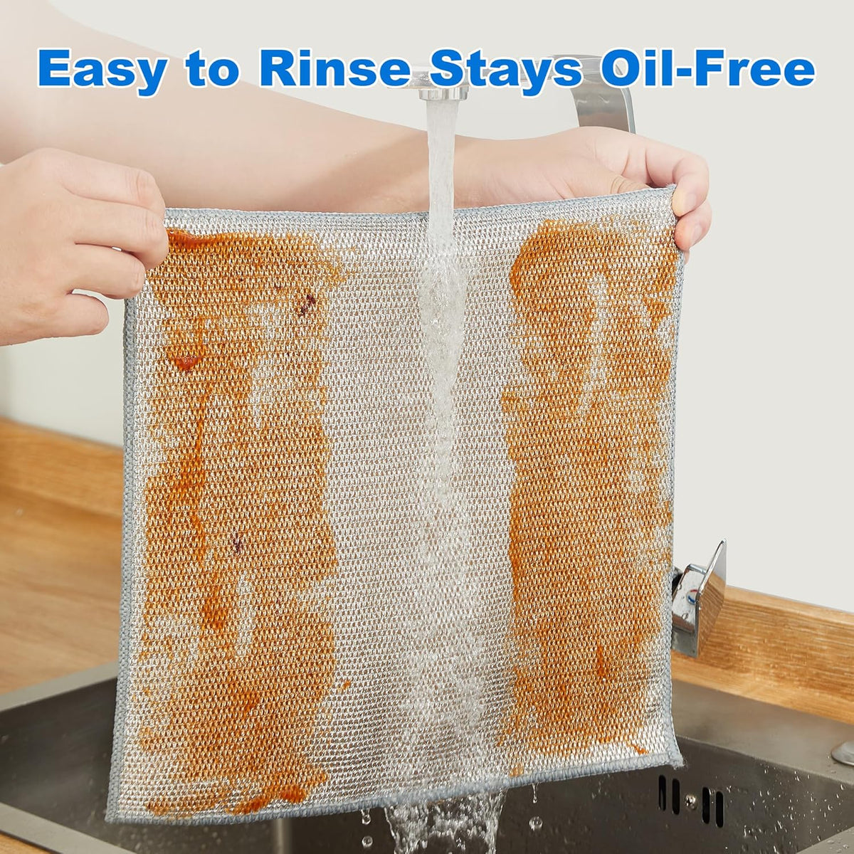 JOYMOOP Dual-Sided Silver Microfiber Cleaning Cloth, Reusable Non-Scratch Dishwashing Rag