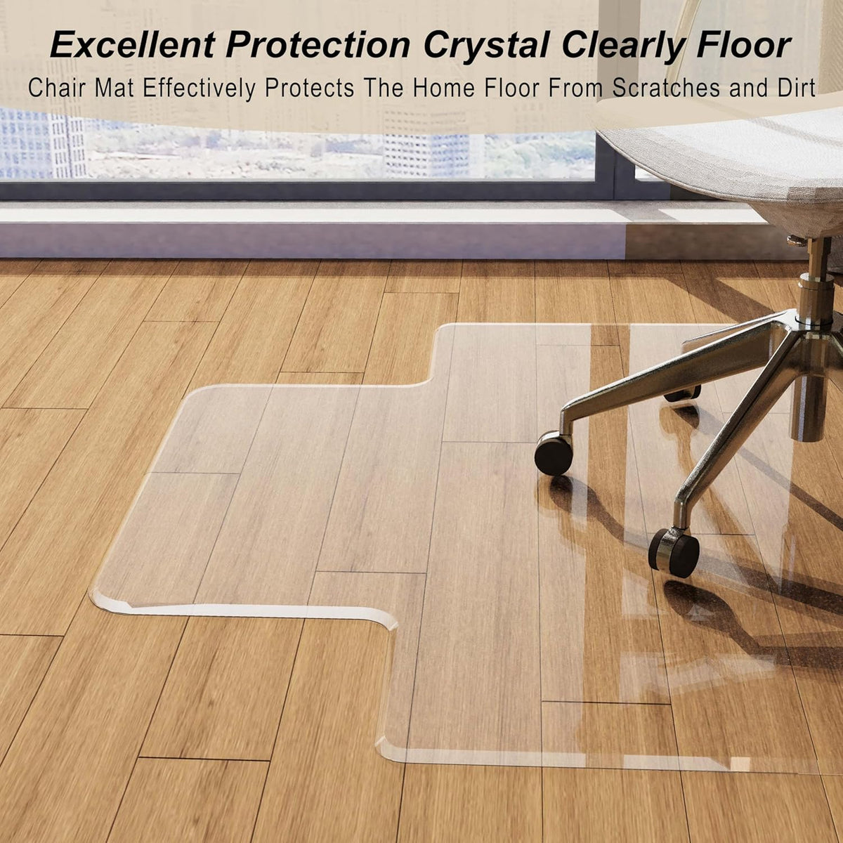 Beveled Edge Irregular Office Chair Mat with Lip for Carpet or Hardwood Floor Crystal Clear 48" x