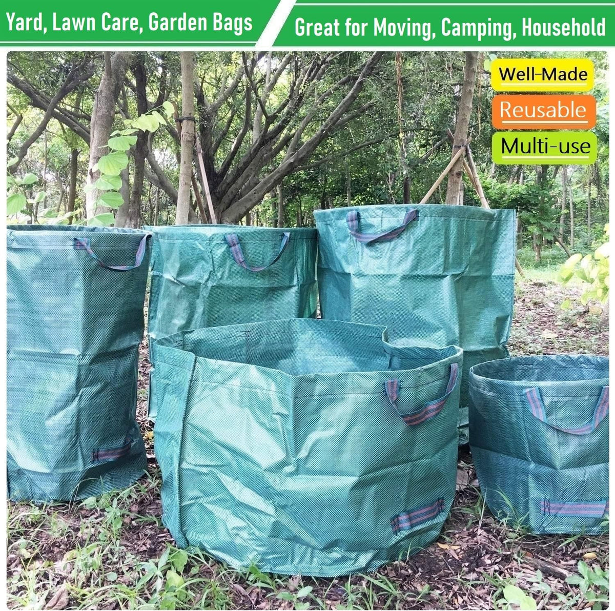 Professional 2-Pack 137 Gallon Lawn Garden Bags Large (D34,H34 inch) Yard Waste Bags w/Gardening