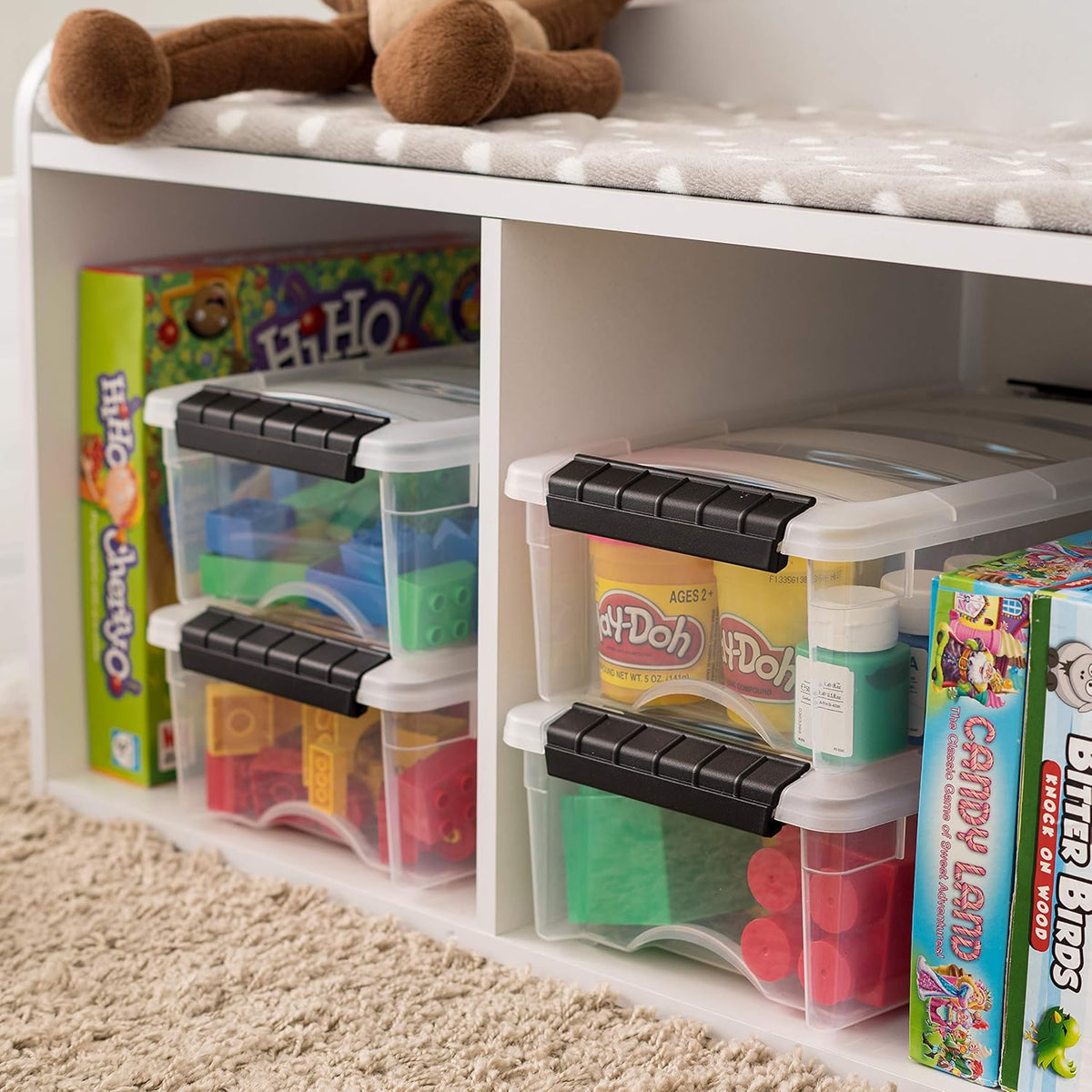 IRIS USA 6-Pack Storage Bins with Lids, 6 Quart, Made in USA Stackable See-Through Organizing