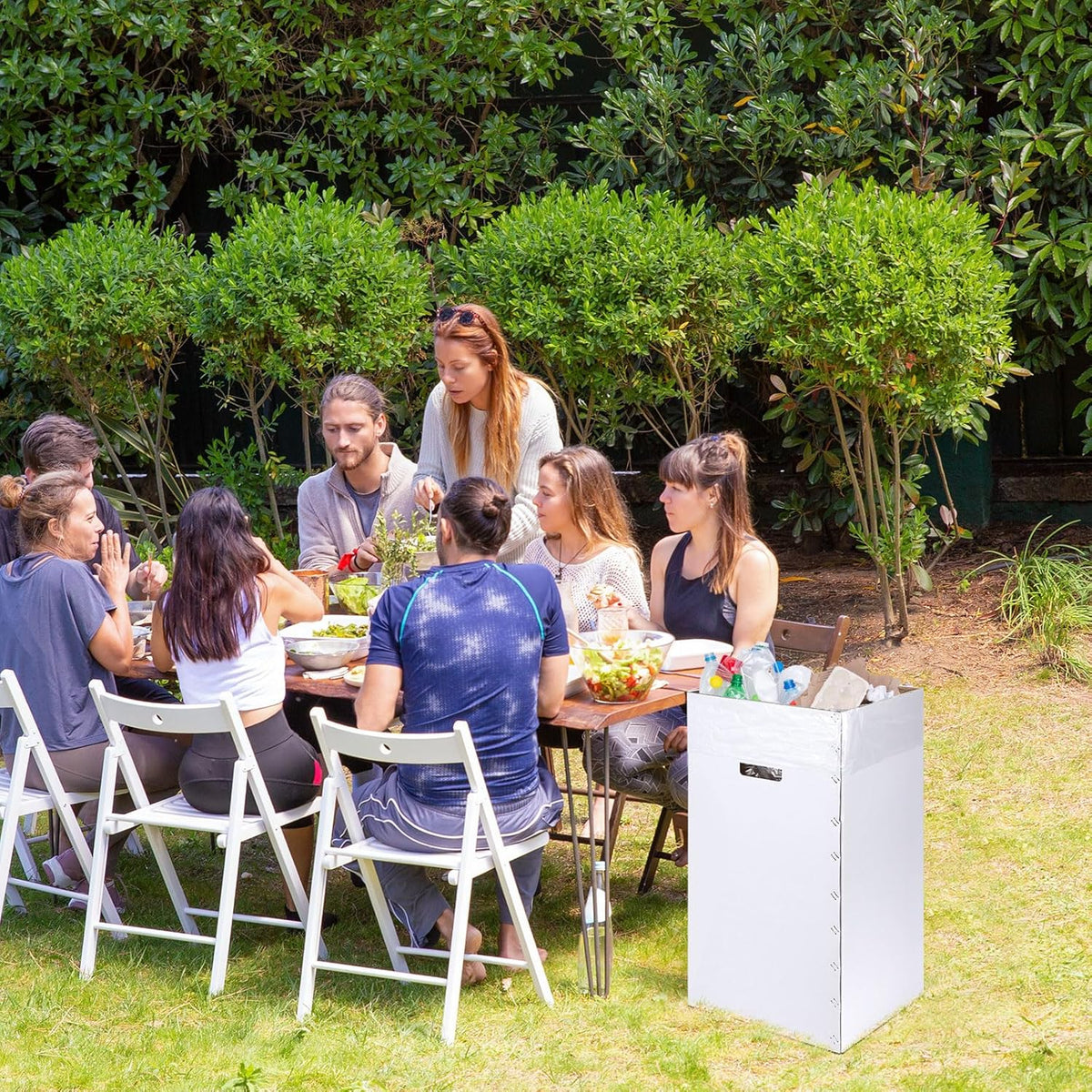 Tioncy 5 Pcs Cardboard Trash Cans Disposable and Reusable Corrugated Cardboard Trash Cans Recycling