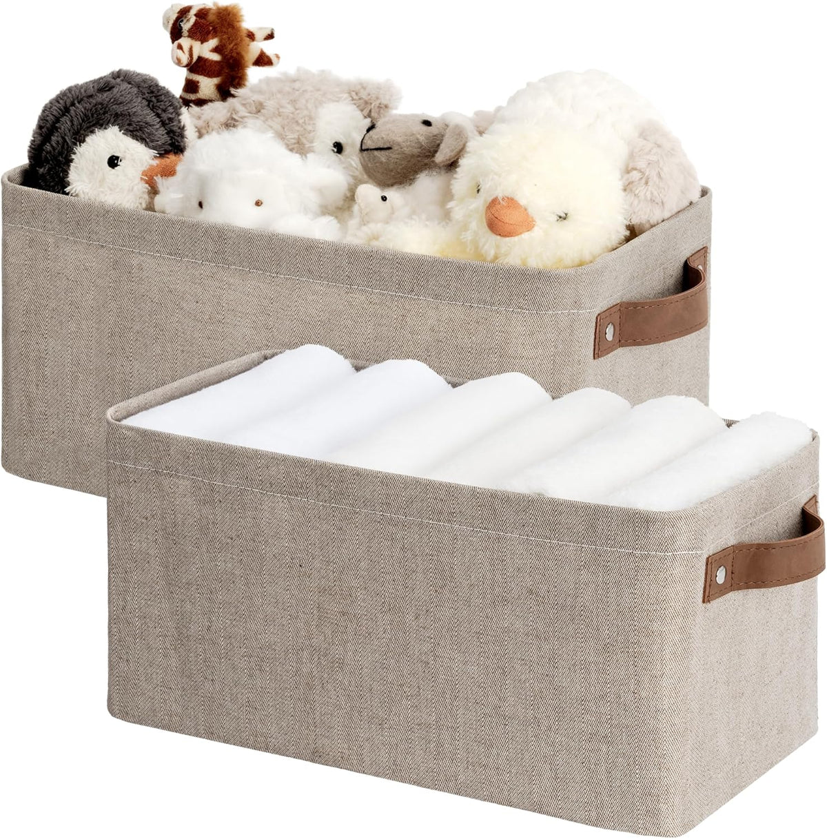 StorageWorks Narrow Storage Bins, Small Basket for Closet and Shelves, Rectangular Fabric Organizer