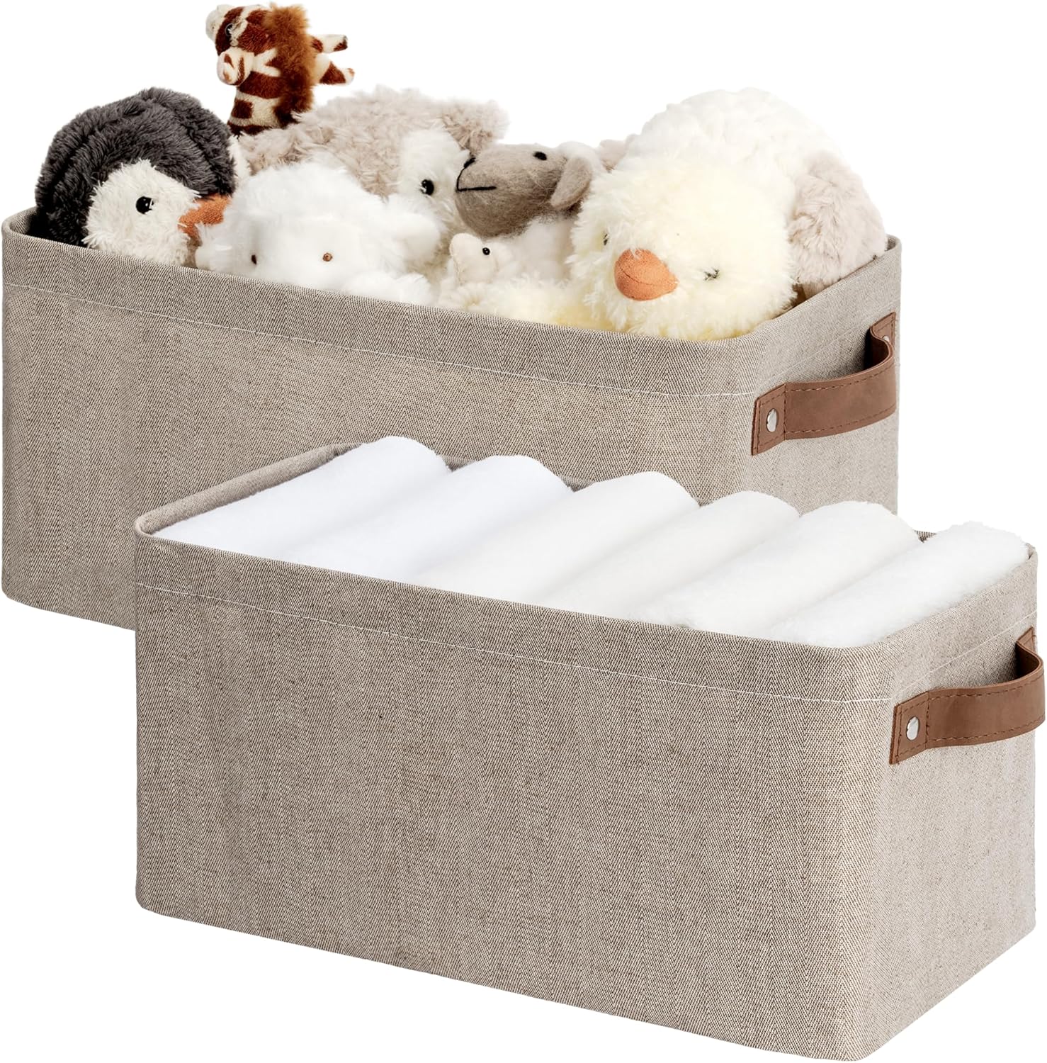 StorageWorks Narrow Storage Bins, Small Basket for Closet and Shelves, Rectangular Fabric Organizer