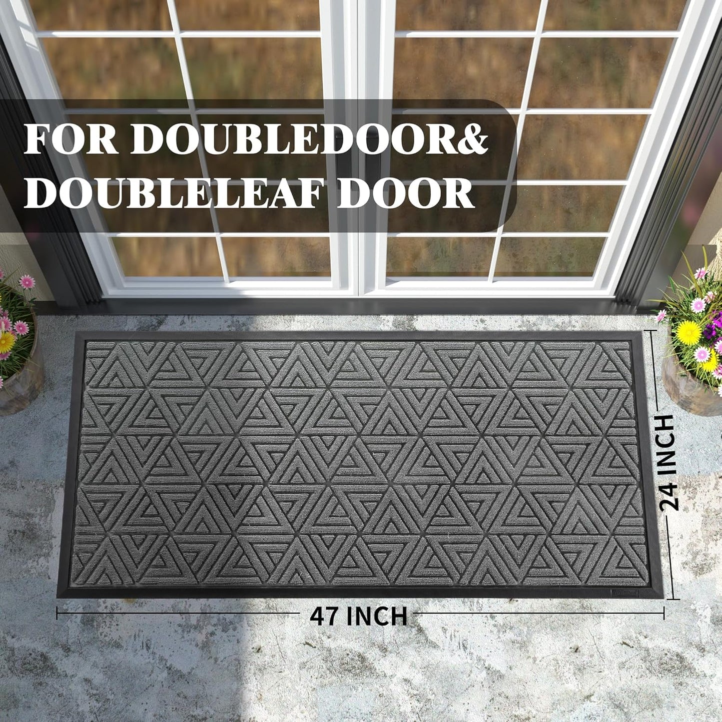 Yimobra Large Door Mat 47x24, All-Weather Waterproof Non-Slip Welcome Matt Outdoor, Heavy Duty Non