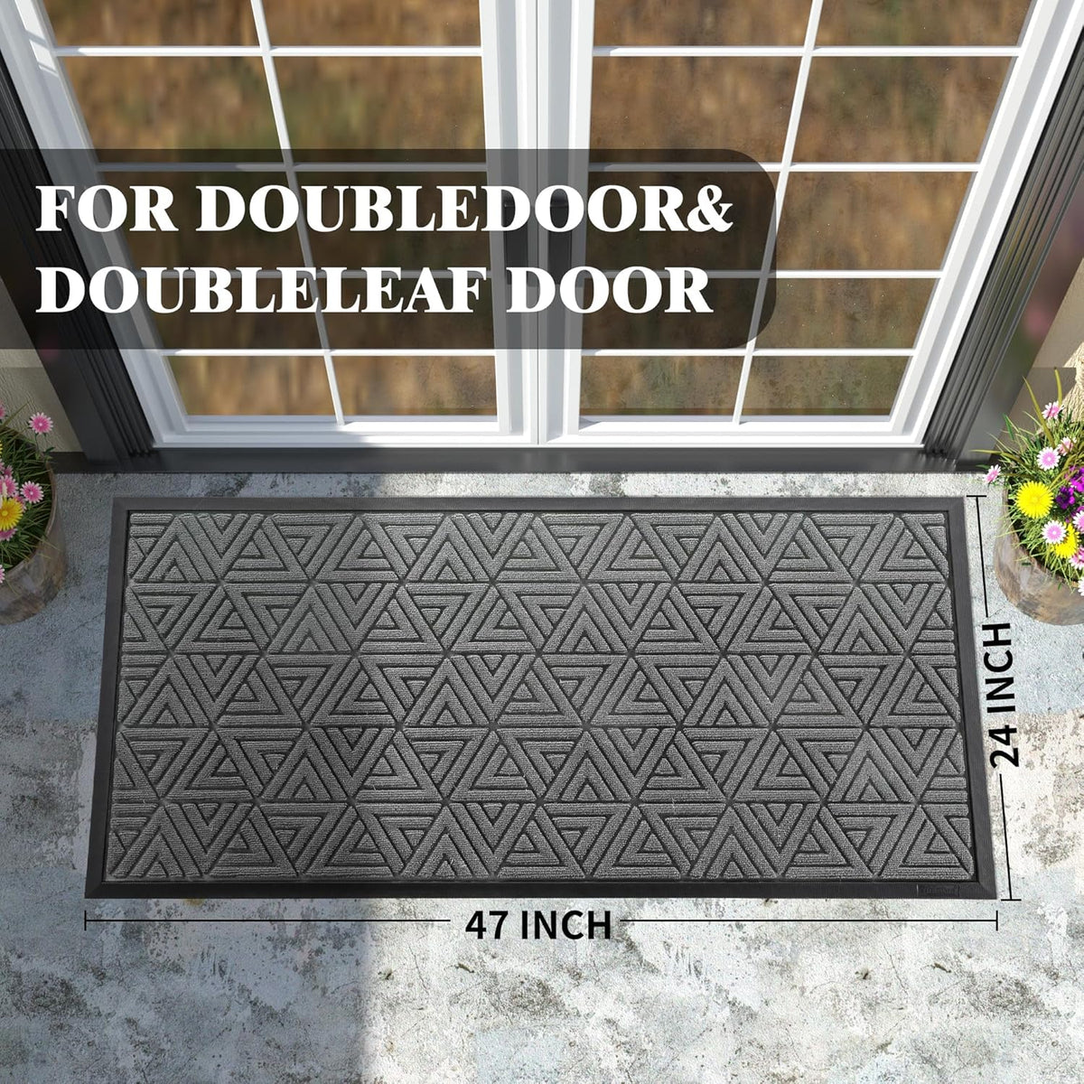 Yimobra Large Door Mat 47x24, All-Weather Waterproof Non-Slip Welcome Matt Outdoor, Heavy Duty Non