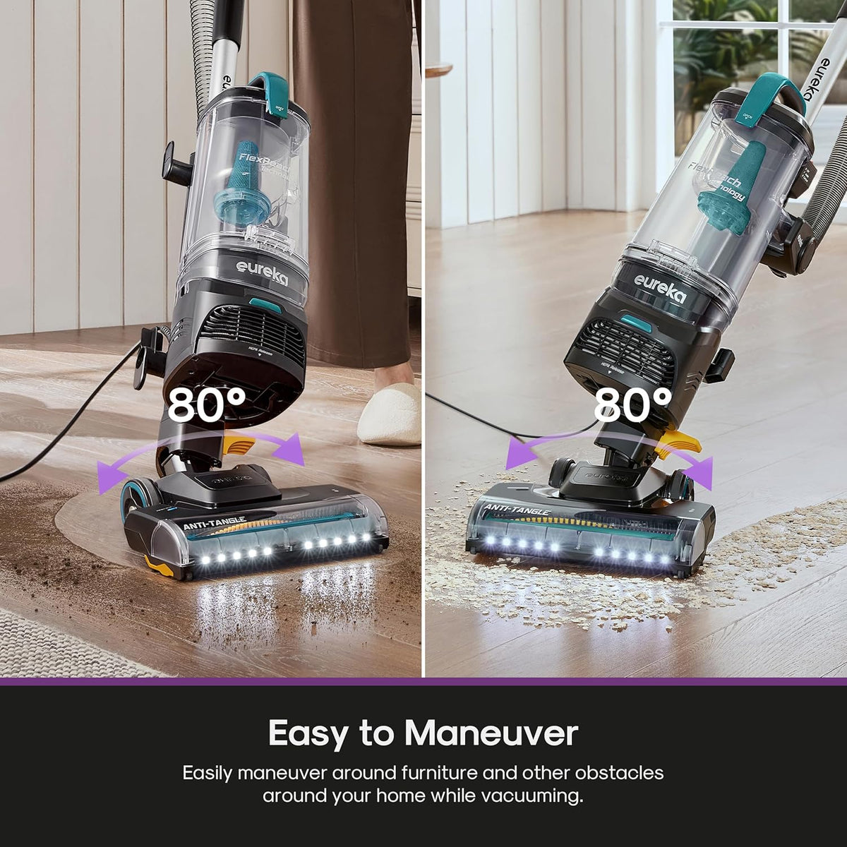 Eureka FlexReach Plus Bagless Upright Vacuum Cleaner for Home,Pet Vacuum for Carpet and Hard Floor