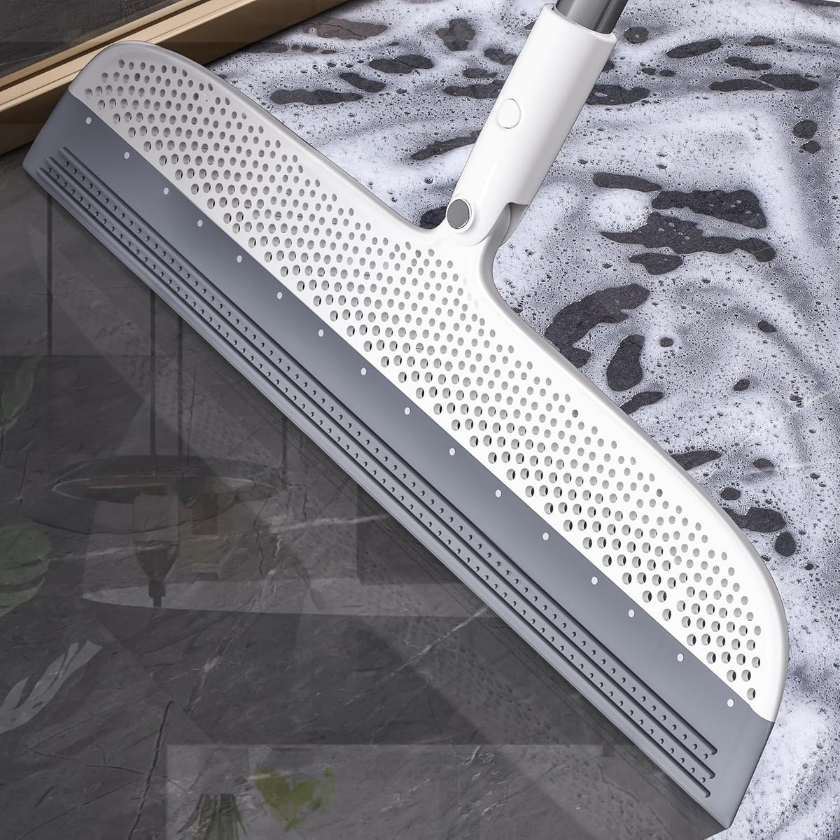 Rubber Squeegee Broom for Floors, 51.77" Long Handle Multi-Surface Magic Broom, Pet Hair Remover