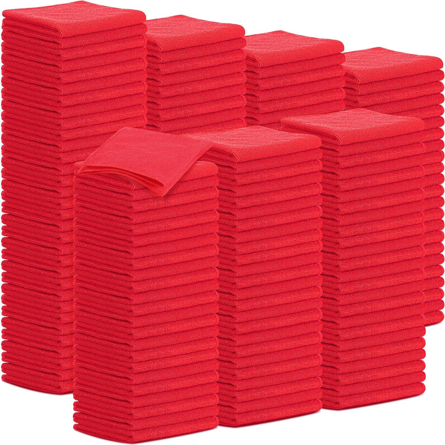 Tenare 100 Pack 12'' x 12'' Microfiber Cleaning Cloths Reusable Cleaning Rags Bulk Microfiber
