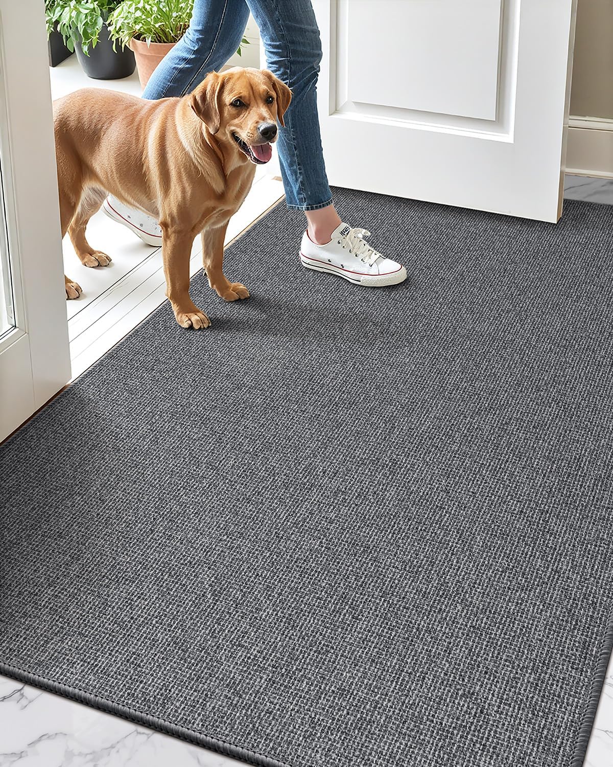 LUMI Indoor Door Mat 36"x56", Ultra Thin Low Profile Non-Slip Doormat for Home Entrance, Absorbent