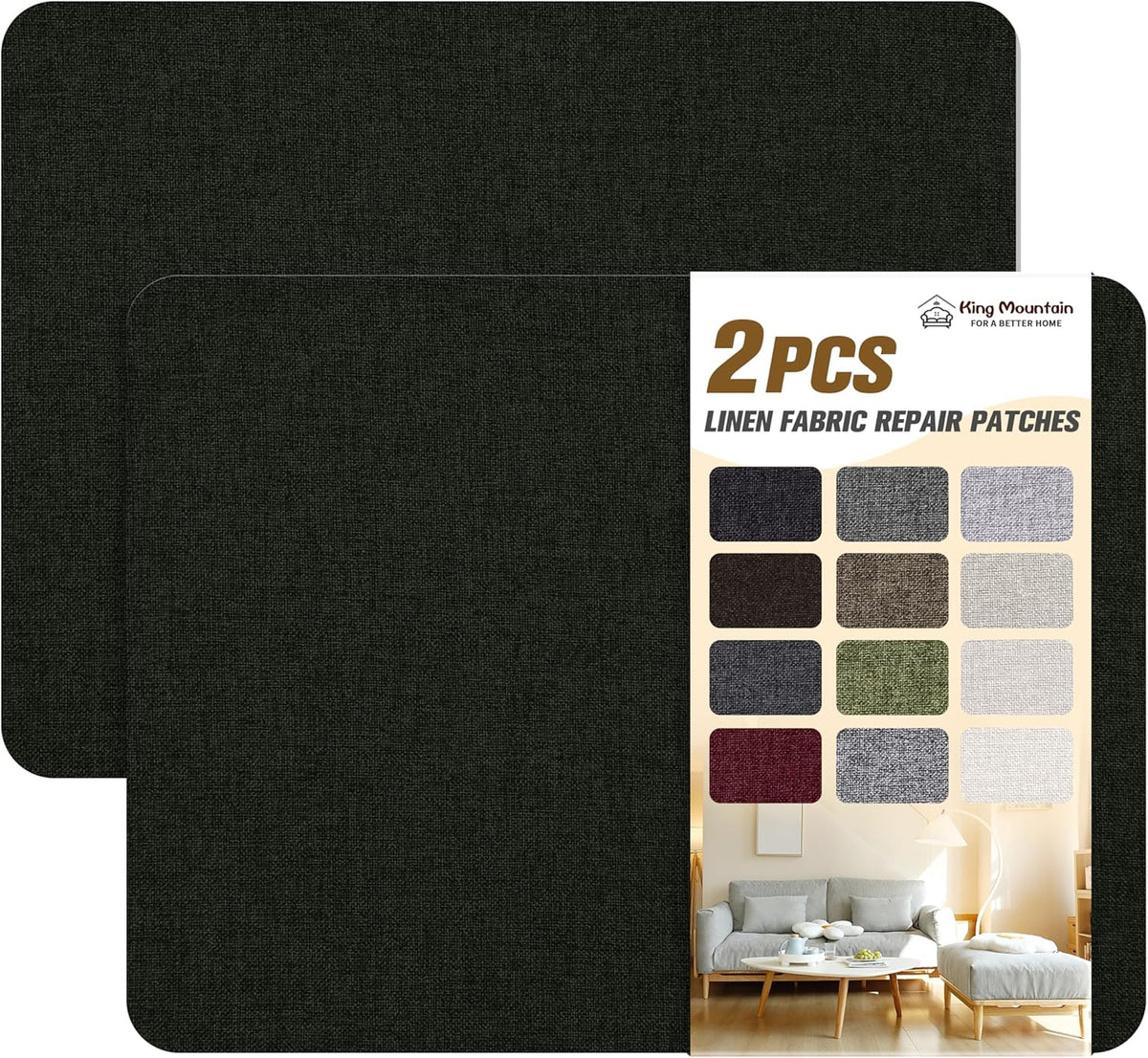 KING MOUNTAIN Fine Linen Repair Patches, Self-Adhesive Fabric, 8X11 Inch 2 PCS, Multi Color, for