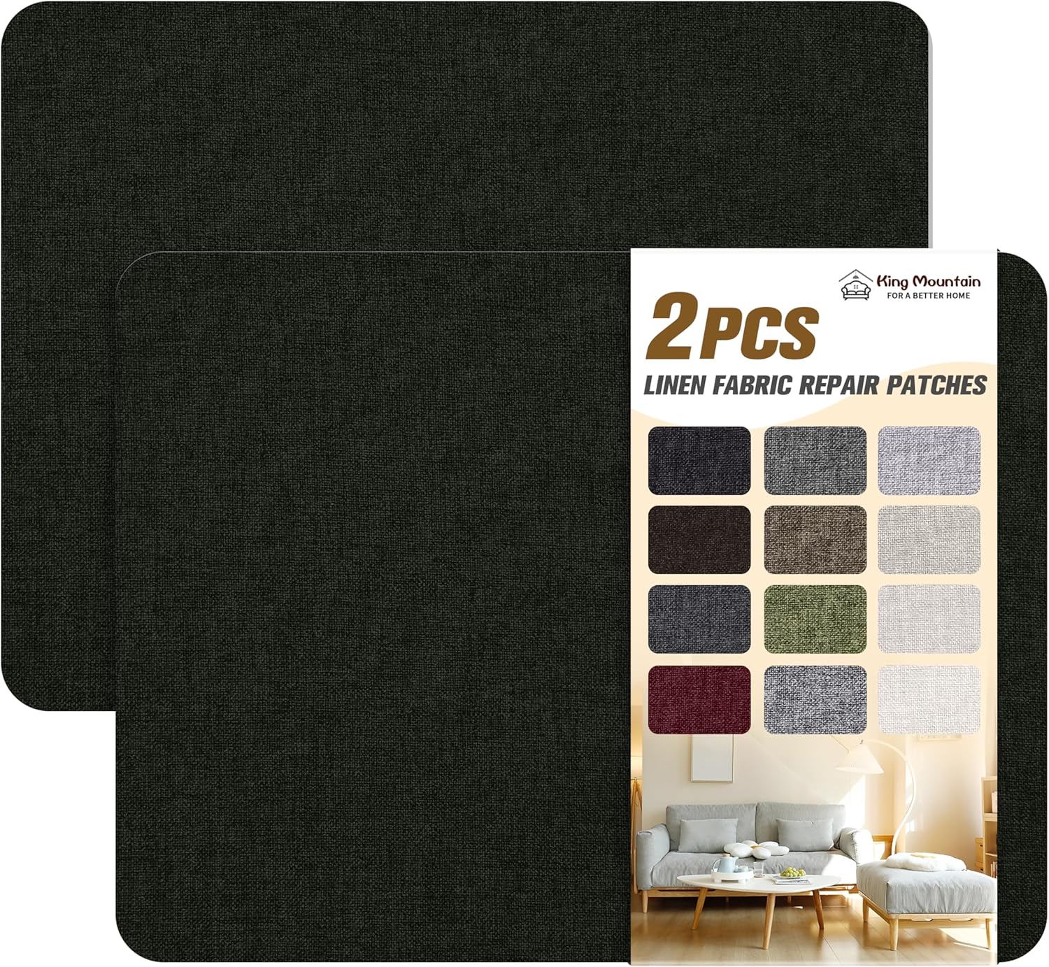 KING MOUNTAIN Fine Linen Repair Patches, Self-Adhesive Fabric, 8X11 Inch 2 PCS, Multi Color, for