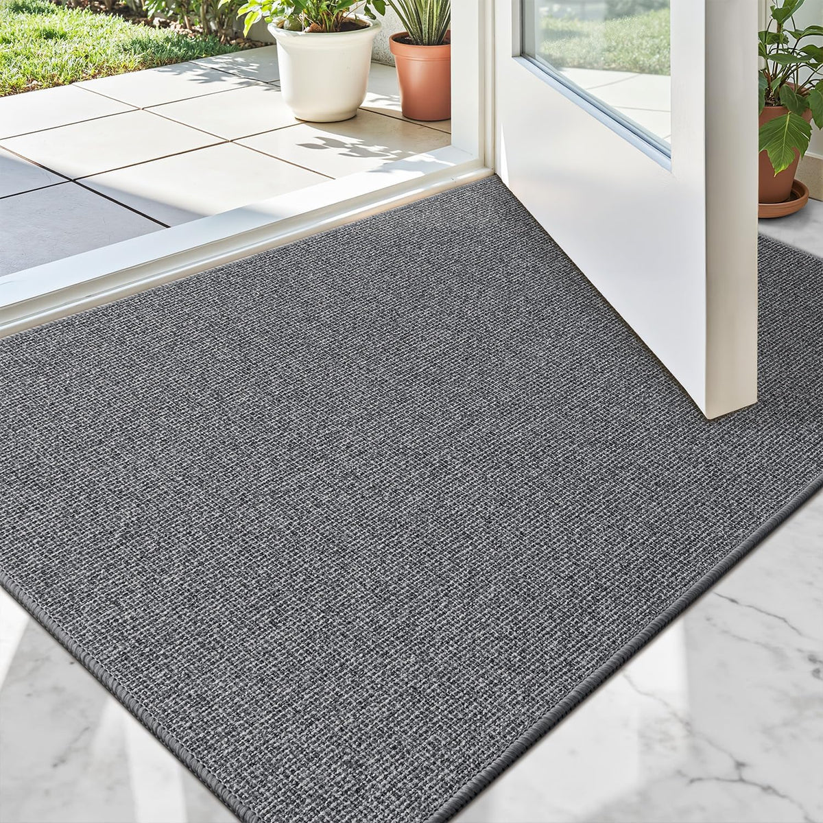 LUMI Indoor Door Mat 17"x30", Ultra Thin Low Profile Non-Slip Doormat for Home Entrance, Absorbent
