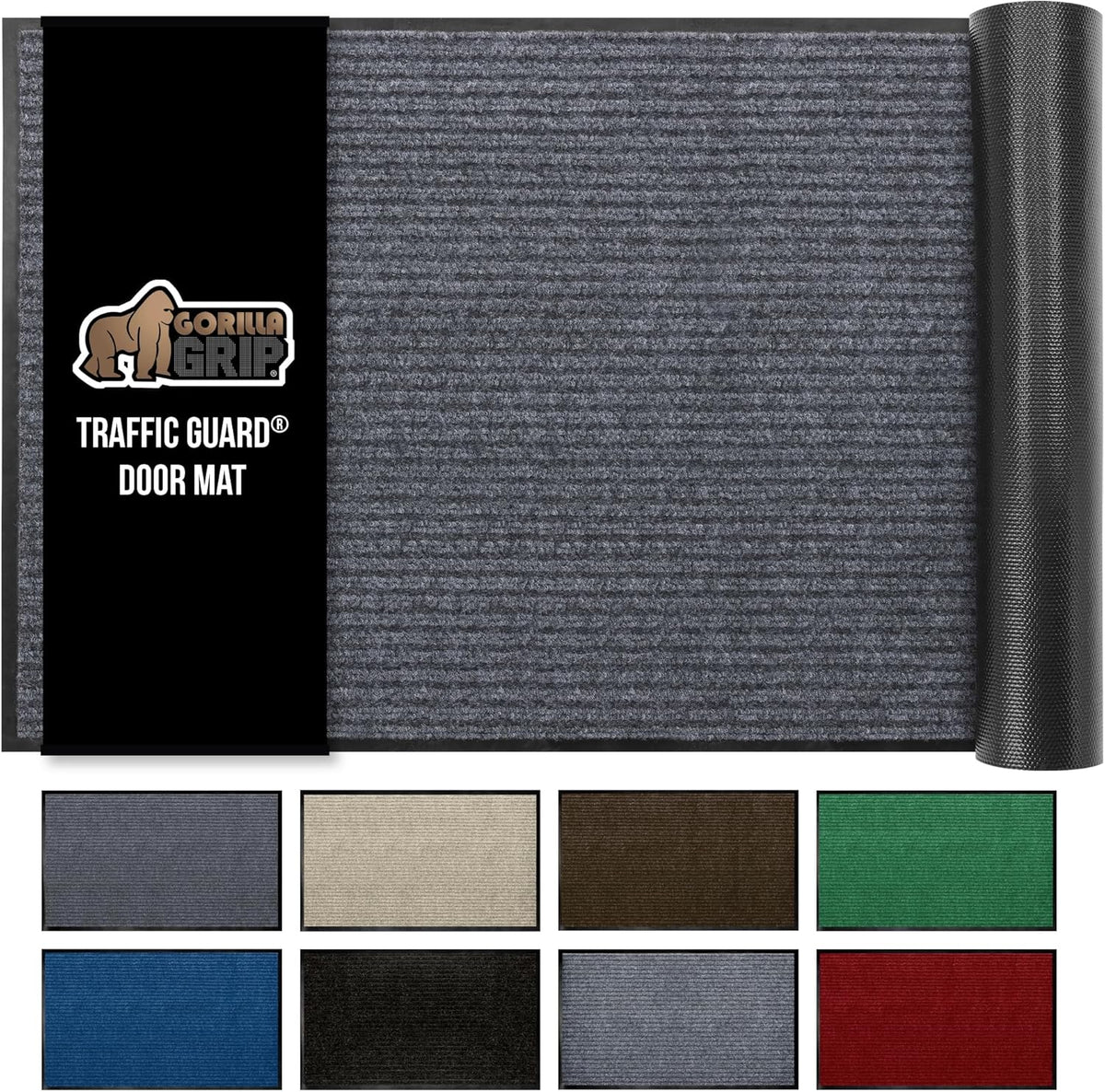 GORILLA GRIP Traffic Guard Door Mat, Heavy Duty Welcome Mats, Commercial Office Space Doormat