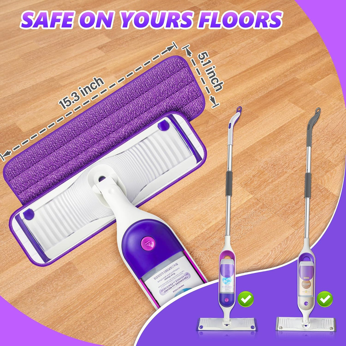 EXEGO 6 Count Reusable Microfiber Mop Pads for Swiffer PowerMop - Power Mop Pads Refills for 13