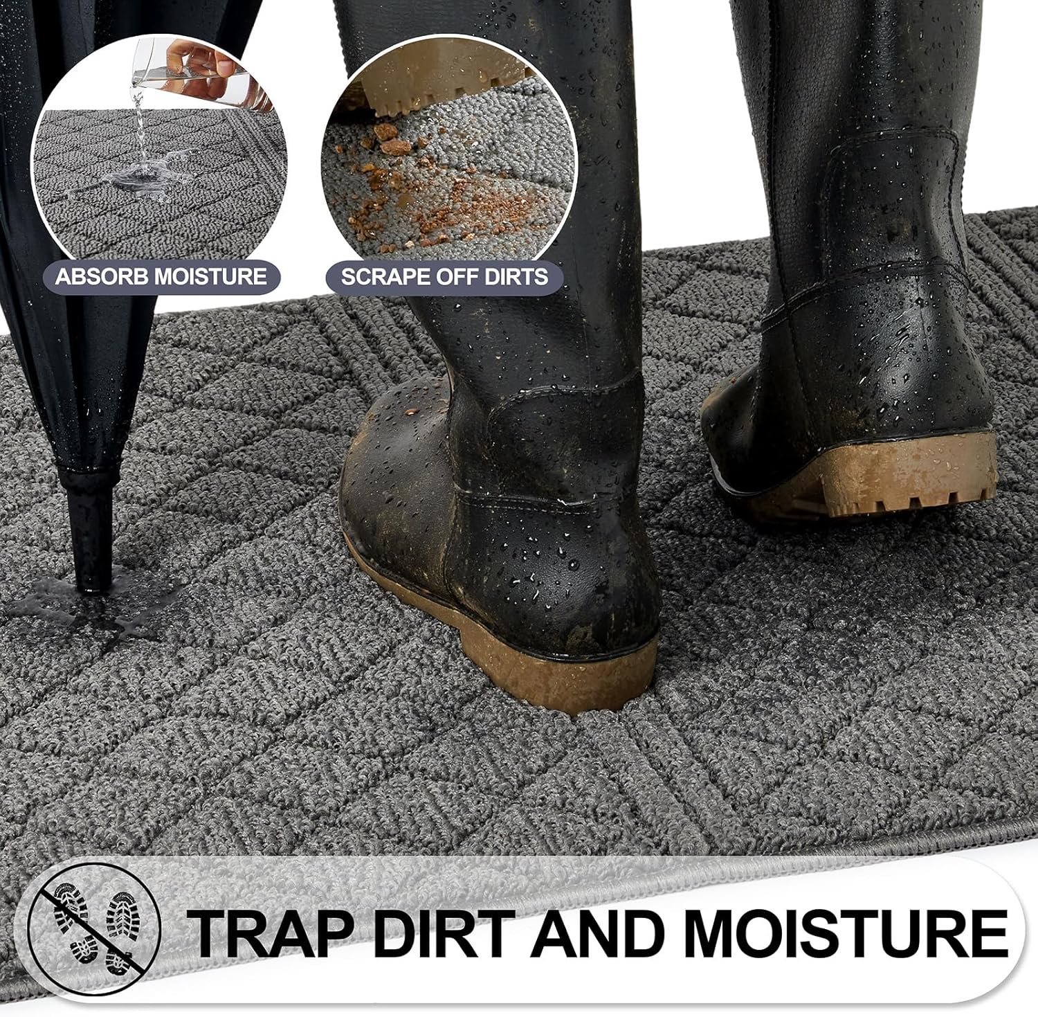 REFETONE Indoor Doormat, Front Back Door Mat 20"x32" Absorbent Rubber Backing Non Slip Door Mats