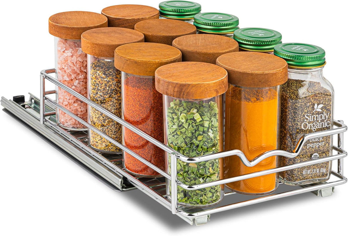Pull Out Cabinet Organizer for Spices, Cans - Heavy Duty with Lifetime Limited Warranty- Pull Out