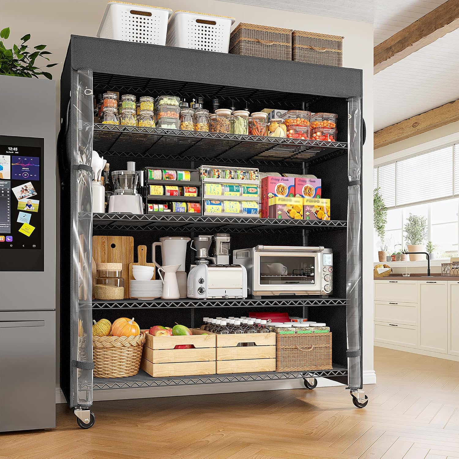 REIBII 45''W Storage Shelves Waterproof Metal Shelving Cover Dustproof Wire Shelving Unit Covers