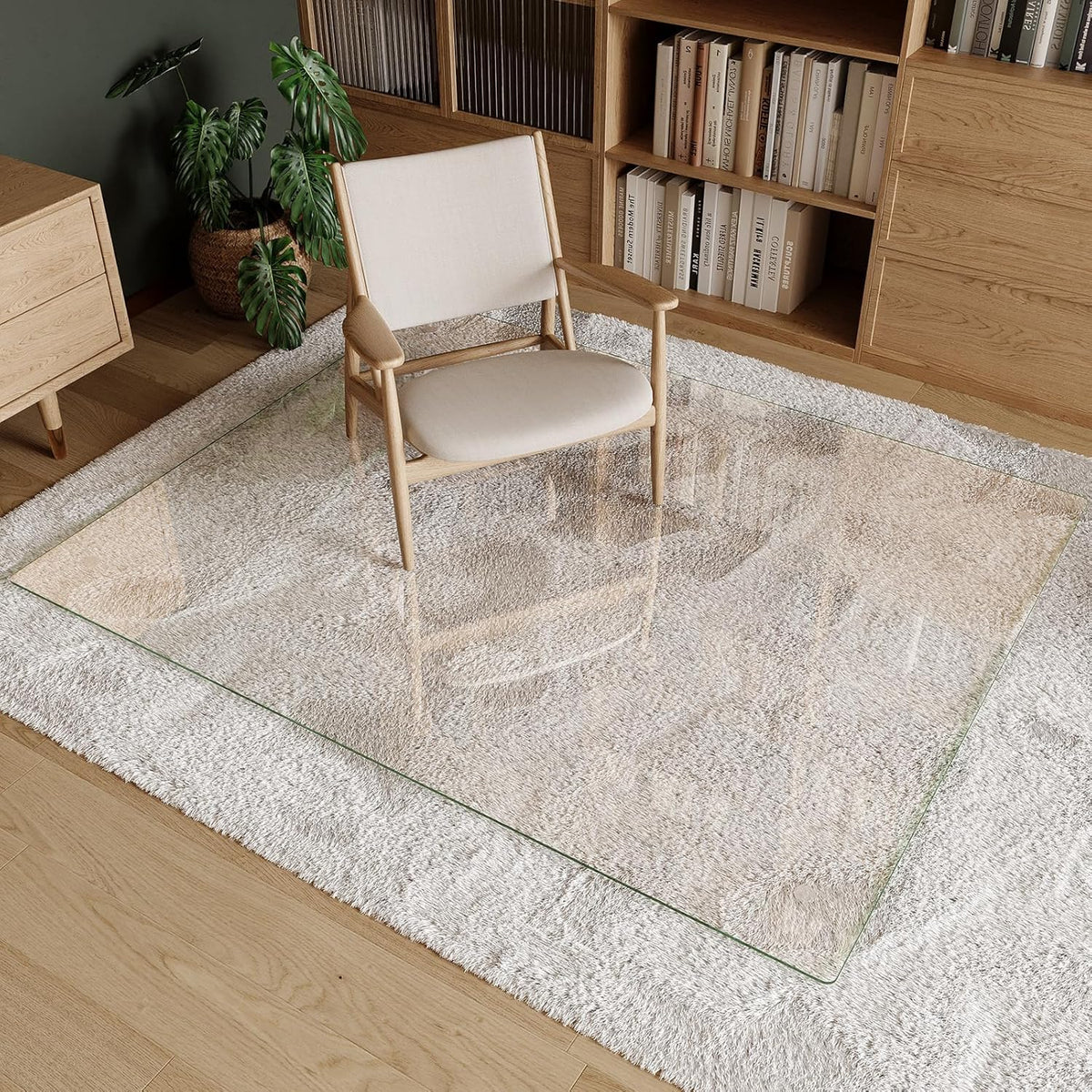 Koonmi Tempered Glass Chair Mat 51"x63" - Premium Office Chair Mat for Hardwood Floors & Low-Pile