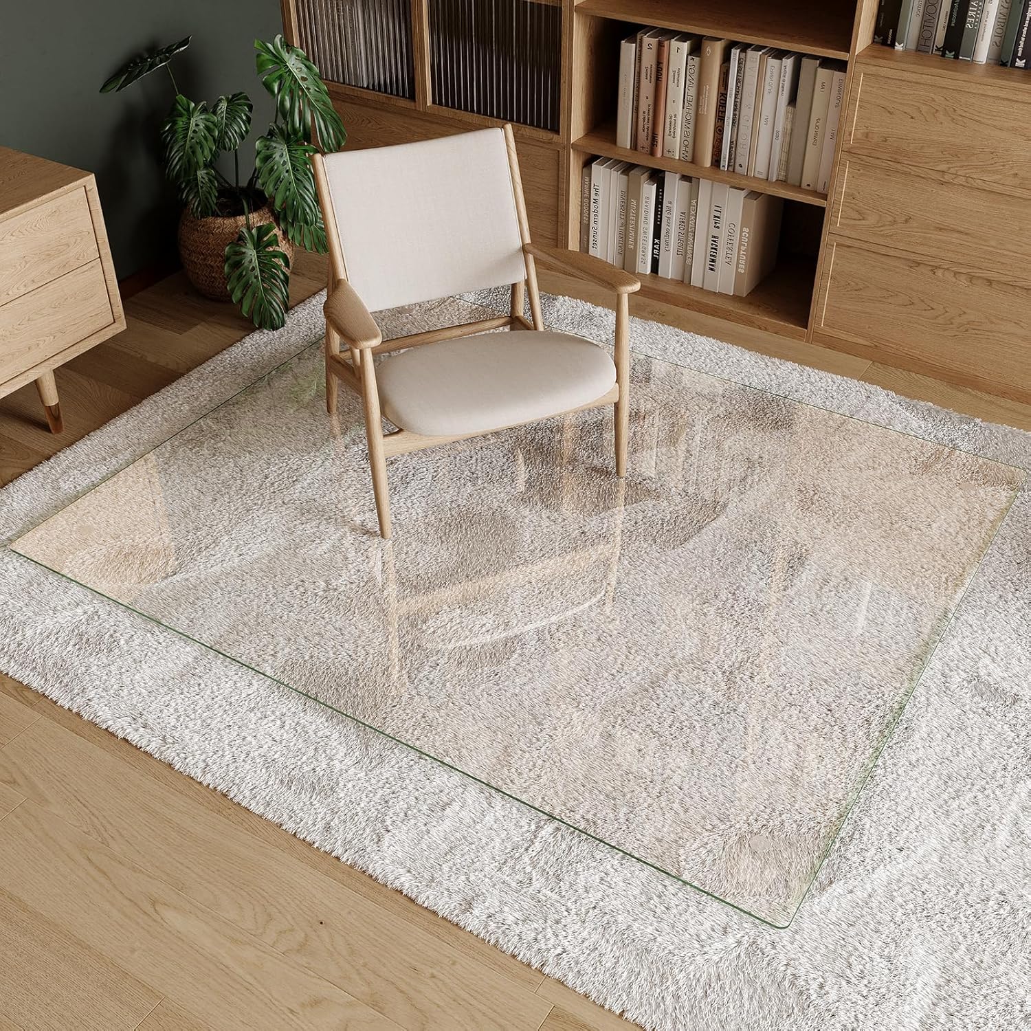 Koonmi Tempered Glass Chair Mat 51"x63" - Premium Office Chair Mat for Hardwood Floors & Low-Pile