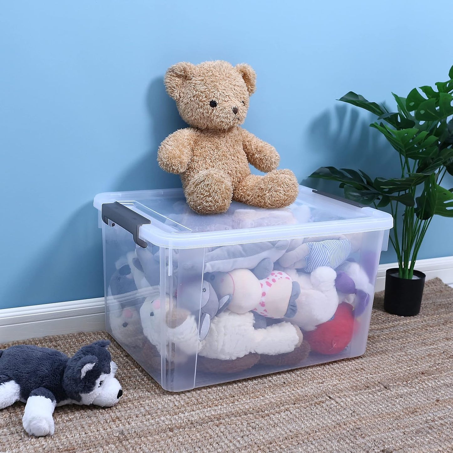 Citylife 6 Packs 58.1 QT Plastic Storage Bins with Lids Large Stackable Storage Containers for